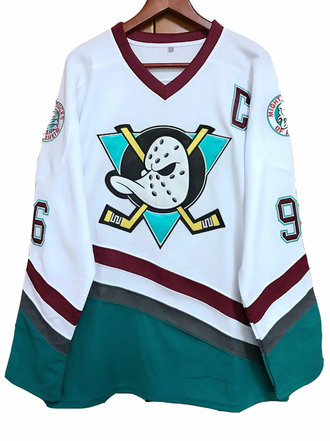 Adam Banks #99 Mighty Ducks koszulka hokejowa na lodzie koszulka filmowa hokej koszulka biała zszywane litery cyfry S-XXXL