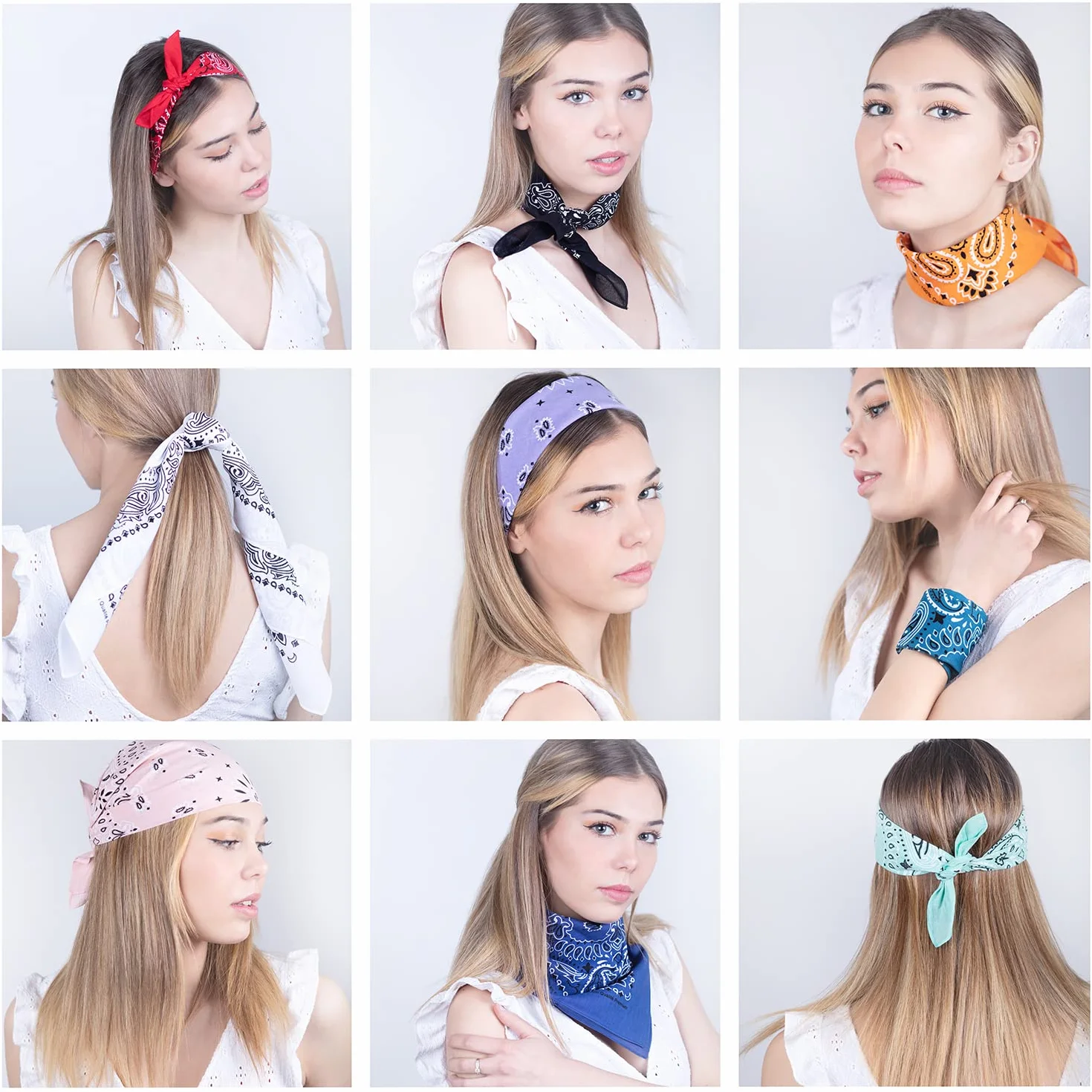 ...KARL LOVEN Bandana 100% bawełna jakość premium dla kobiet i mężczyzn, chusta na szyję, chusta na głowę, oryginalny wzór Paisley, nakrycie głowy, szal na nadgarstek, głowa, rowerzysta
