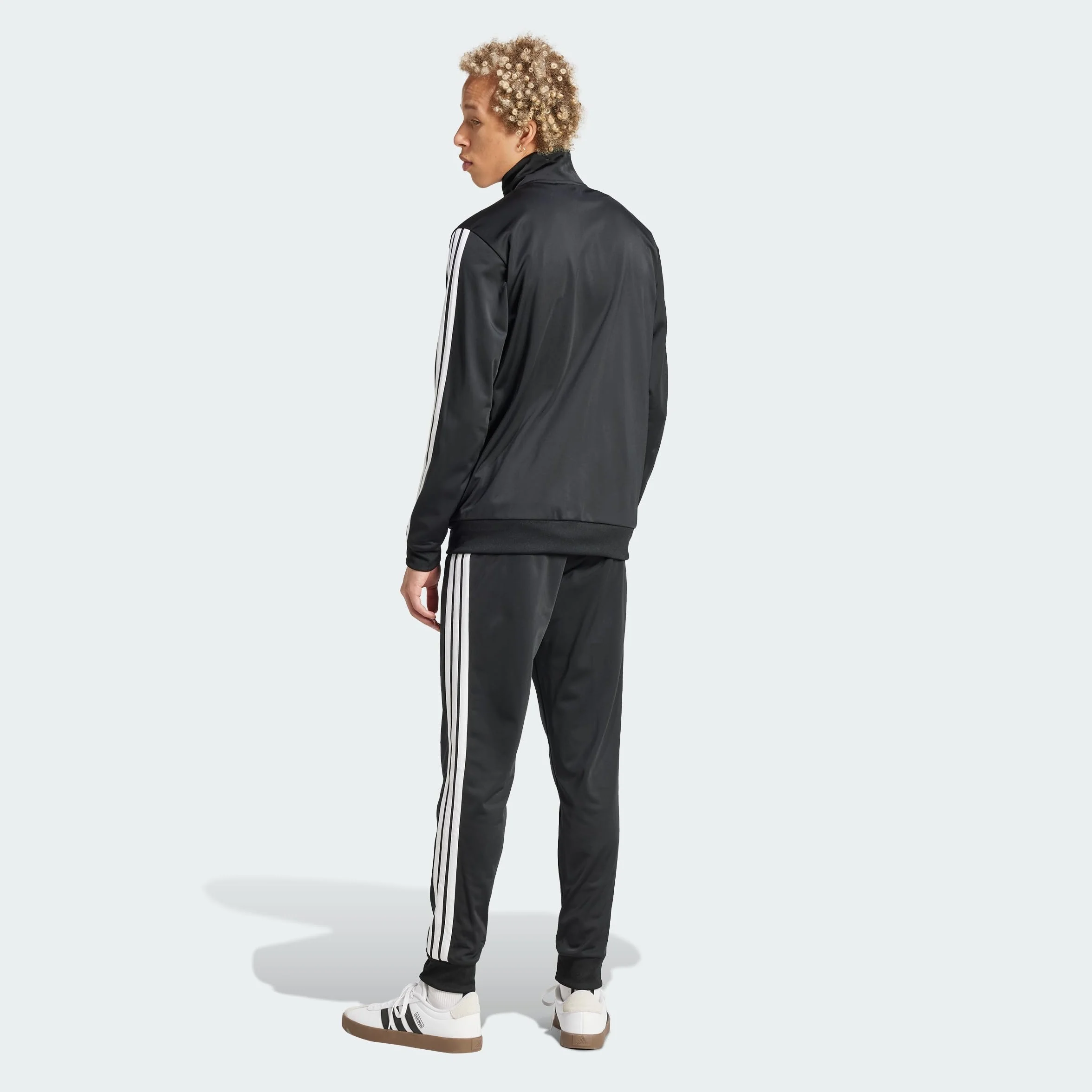 adidas Mężczyźni SPORTSWEAR BASIC 3 STRIPES TRICOT TRACKSUIT, Black, S Short