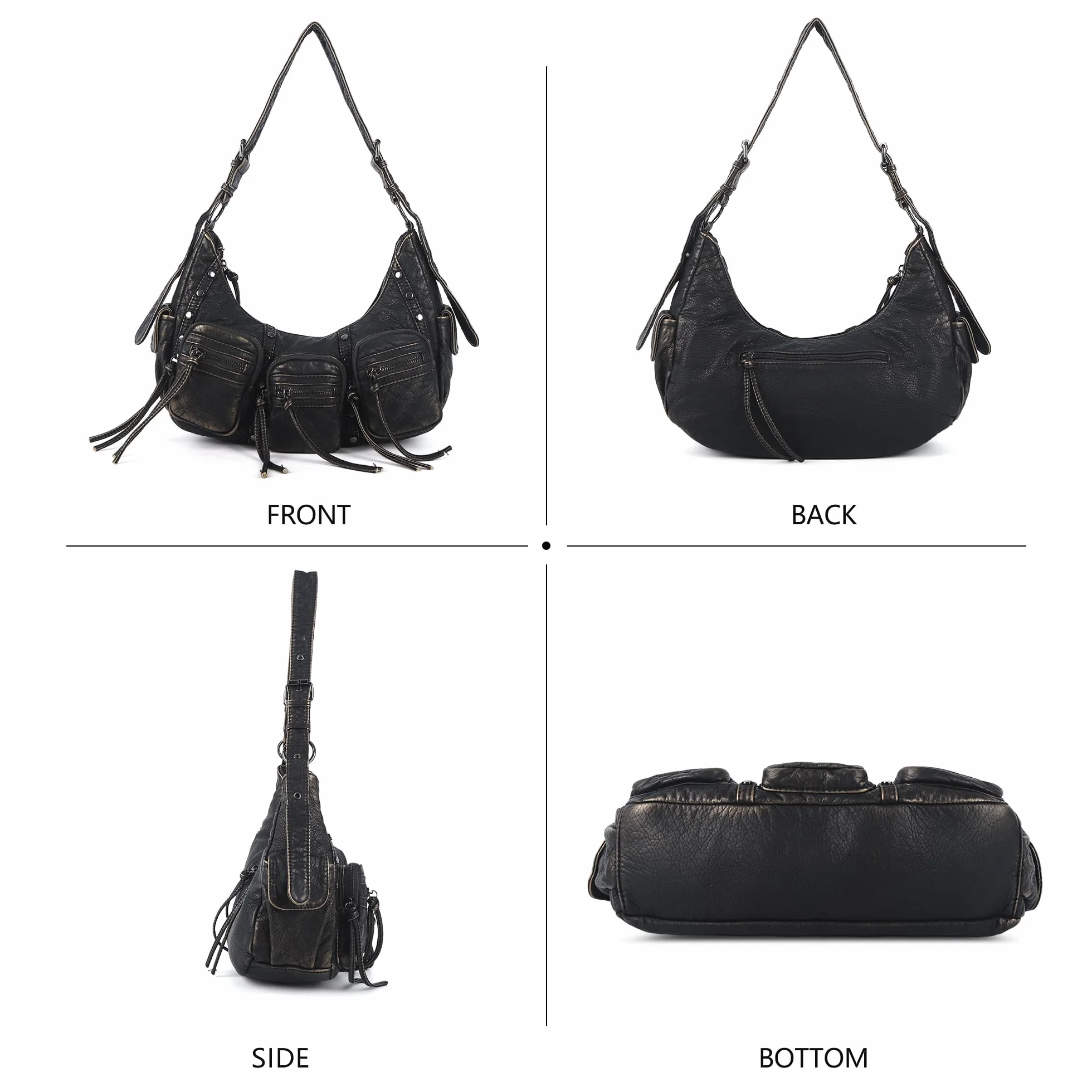 Angel Kiss Torby hobo torebka dla kobiet Y2K torba na ramię z wieloma kieszeniami designerska tornister nabijane torebki z paskiem