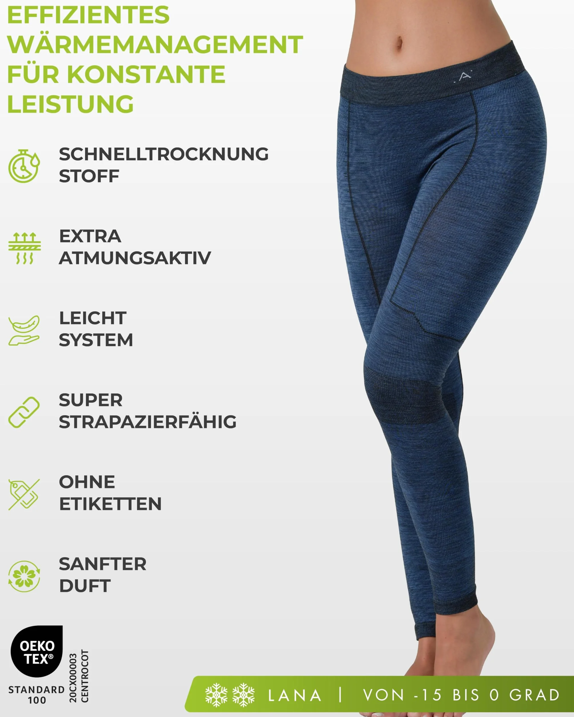 Risalti MęSkie Spodnie Termiczne Unisex Z WełNy MerynosóW - Damskie Zimowe Legginsy Termiczne, MęSka OddychająCa, Elastyczna Bezszwowa Odzież Termiczna - Made In Italy