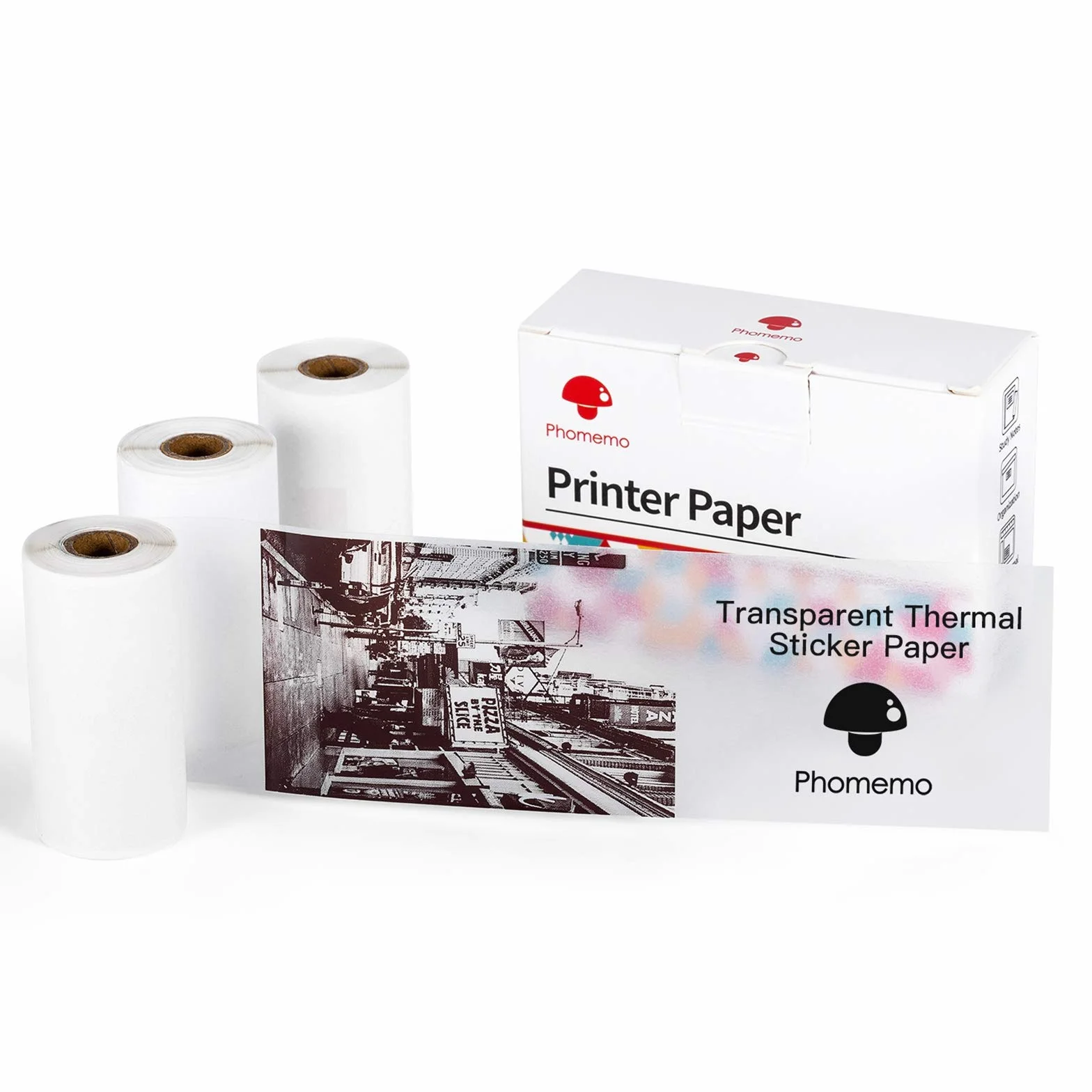 Phomemo Przezroczysty papier do M02, M02PRO, T02, M02S, M02X, M02L, M03, M03AS, M04S, M04AS Mini termiczna przenośna drukarka, 53 mm x 3,5 m, 3 rolki