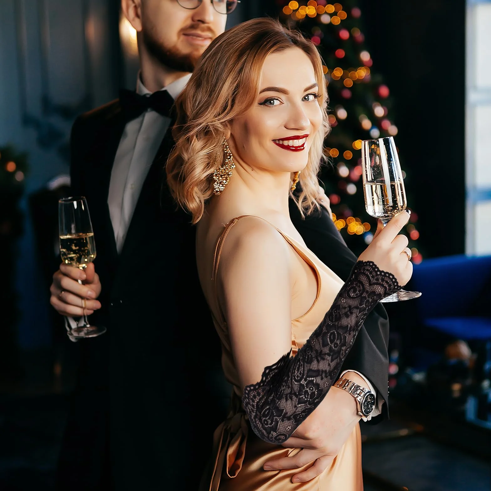 Czarne długie koronkowe rękawiczki bez palców dla kobiet 30 cm Suknia ślubna Opera lata 20. Akcesoria festiwalowe miękkie oddychające zamaskowane rękawiczki ślubne, Materiał: