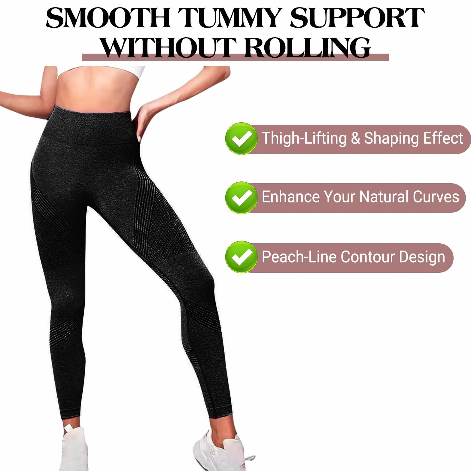 Damskie Legginsy Antycellulitowe, Wysoka Talia, Kompresyjne Pośladki, Długie Legginsy Sportowe Kompresyjne, Nieprzezroczyste, do Jogi, Pilatesu