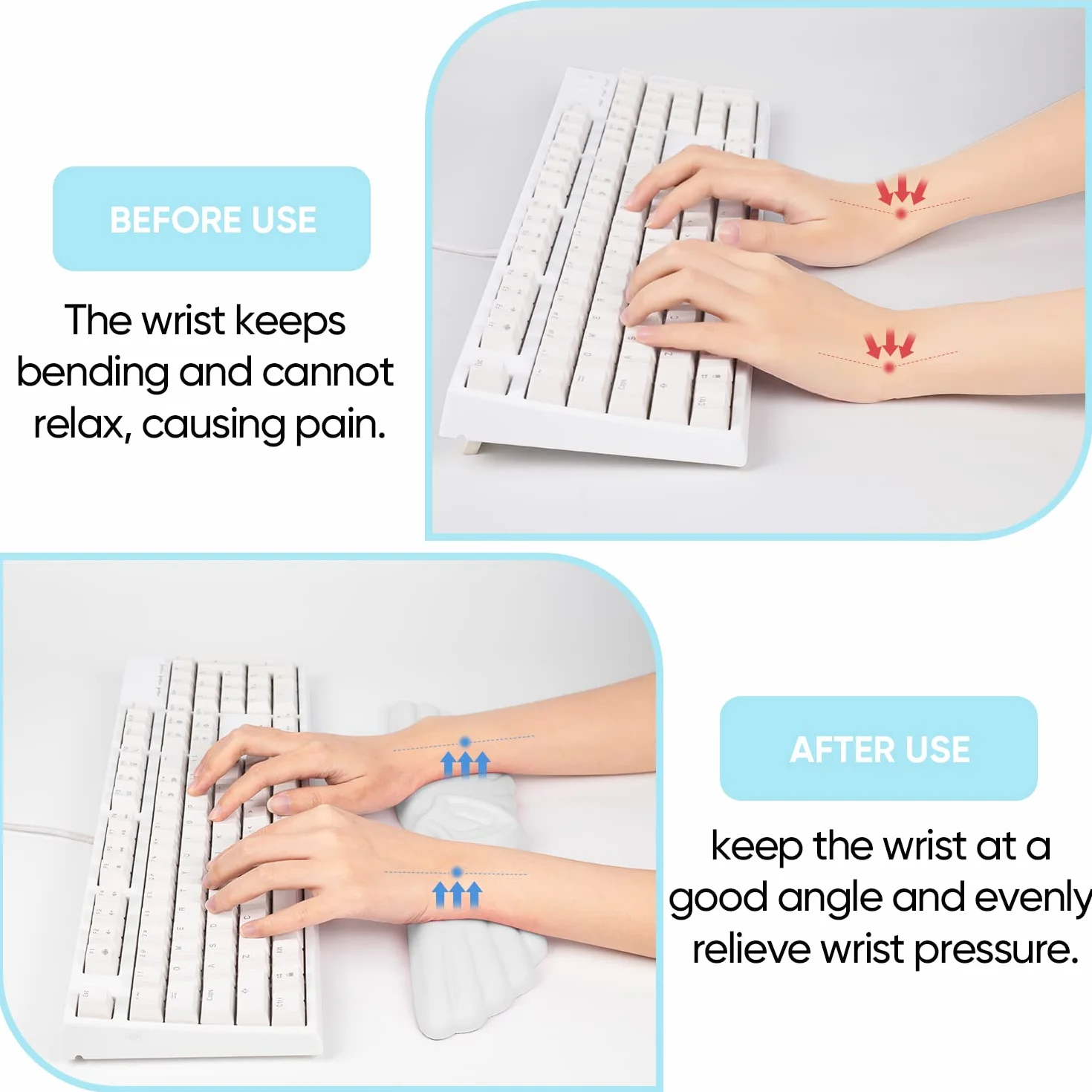 Podkładka Pod Nadgarstek Angel Wing Cloud Keyboard, Miękka Skórzana Pianka Z Pamięcią Kształtu, Ergonomiczna Antypoślizgowa Podkładka Pod Nadgarstek Do Komputera Do Biura (1-Skrzydłowa Biała)