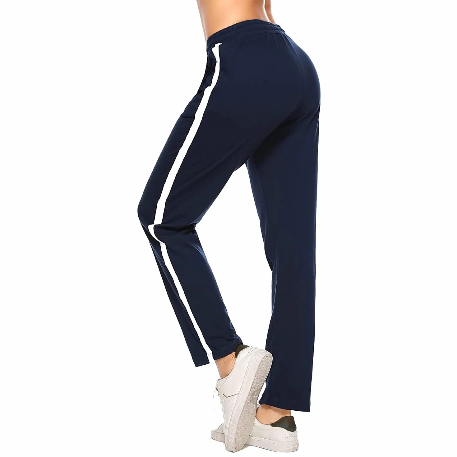 Spodnie do Joggingu Damskie Bawełniane Spodnie Sportowe z Paskami Dres Treningowy Spodnie Treningowe z Kieszeniami Spodnie do Biegania Spodnie Rekreacyjne