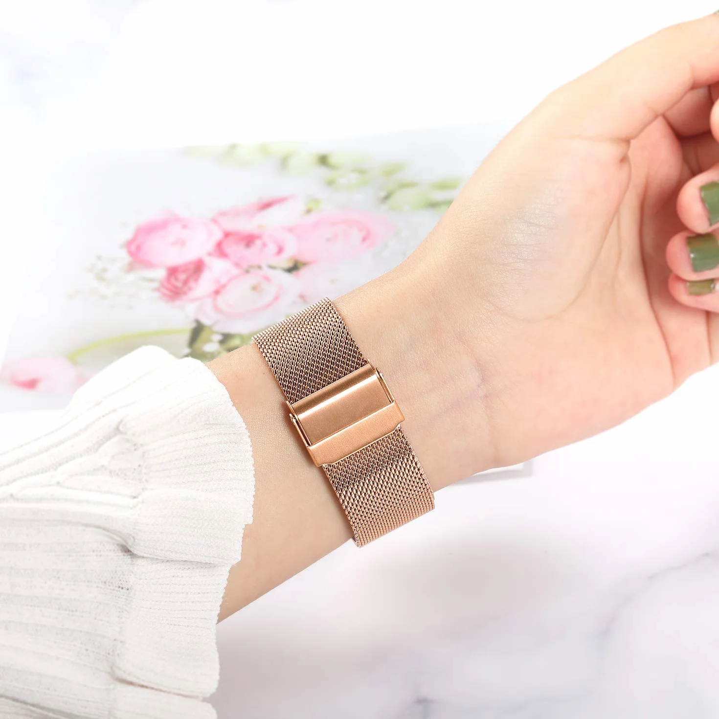 TRUMiRR Zamiennik dla Withings ScanWatch Hybrid 38 mm/36 mm, bransoletka Daniel Wellington, 18 mm, tkana bransoletka ze stali nierdzewnej do Withings Activite/Pop/Steel HR 36 mm, Fossil Gen 4 Q