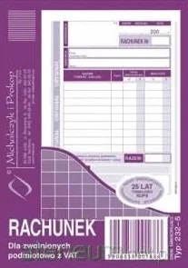 Ak rachunek dla zwolnionych z Vat A6 232-5