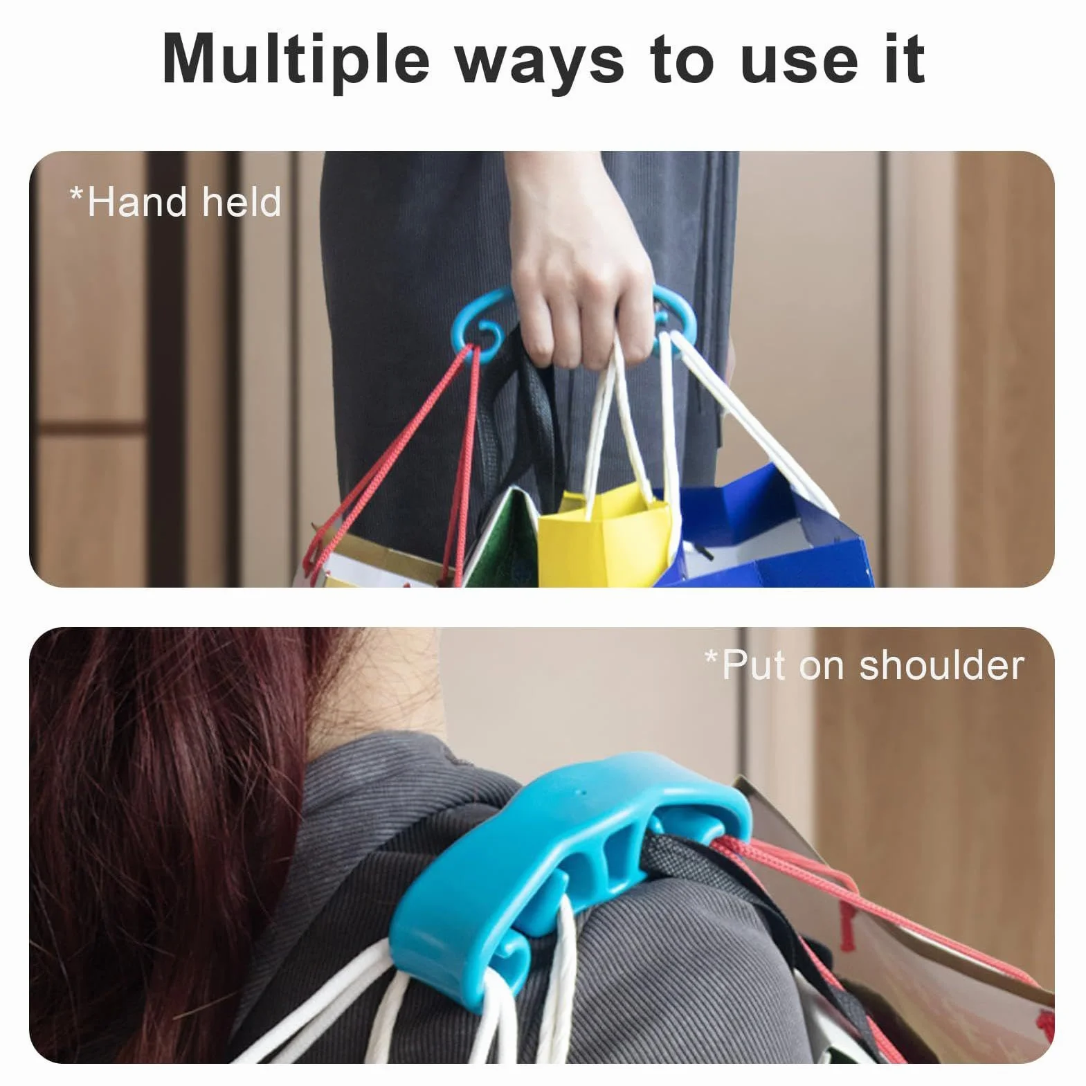 Bag Handle for Groceries, Shopping Bag Carrier Handle, Durable Grocery Carrier Grips, Heavy Duty Grocery Bag Handle, Bag Grips for Shopping, Grocery Carrier Grips for Family