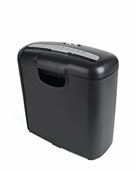 Pavo 8008506 Premium niszczarka do dokumentów, do 6 arkuszy, cięcie w paski, niszczarka kart kredytowych wraz z koszem, 10 l, czarna