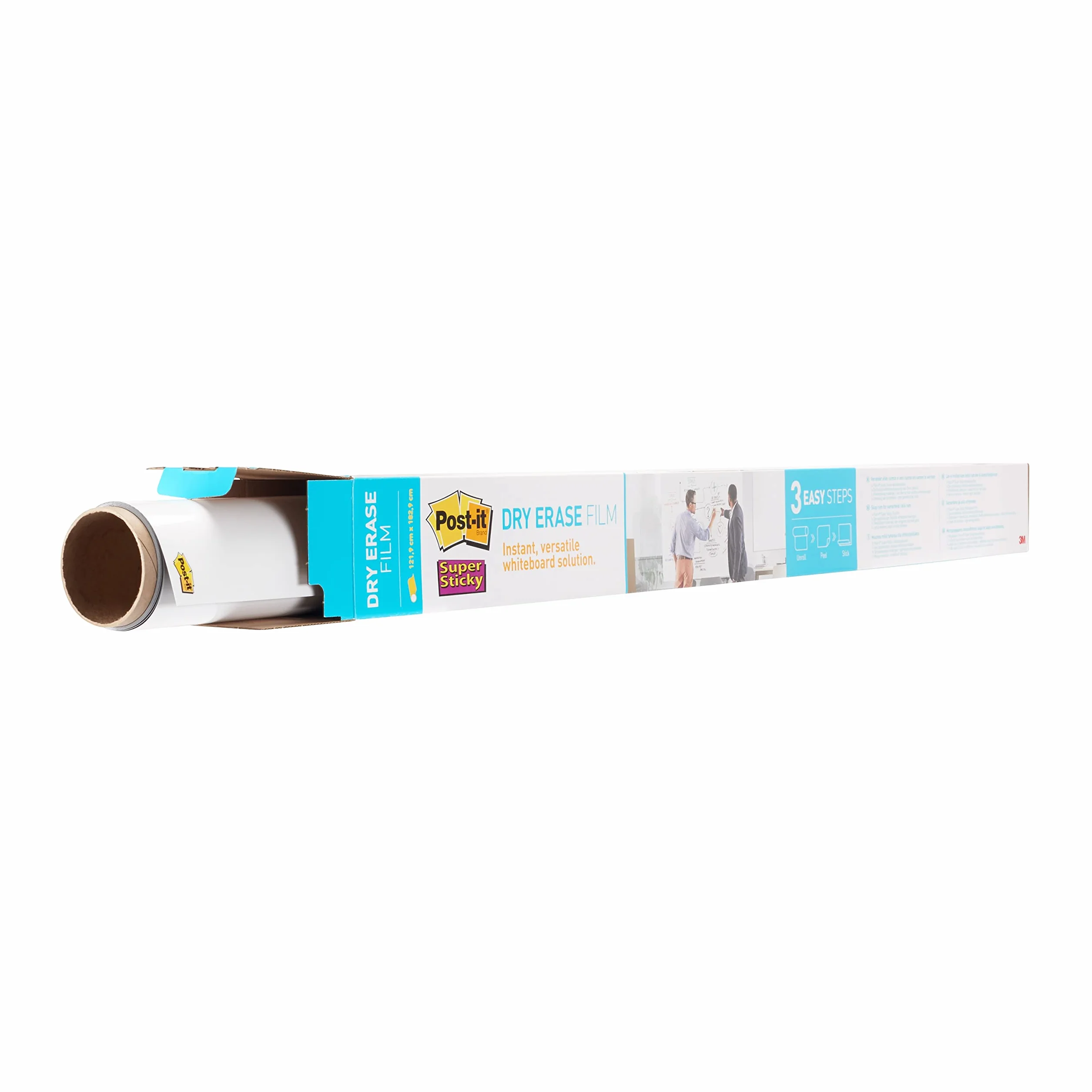 Post-it, Super Sticky Dry Erase Film, tablica suchościeralna do nauki i pracy, do wielokrotnego pisania, samoprzylepna folia tablicowa o wymiarach 1,219 m x 1,829 m
