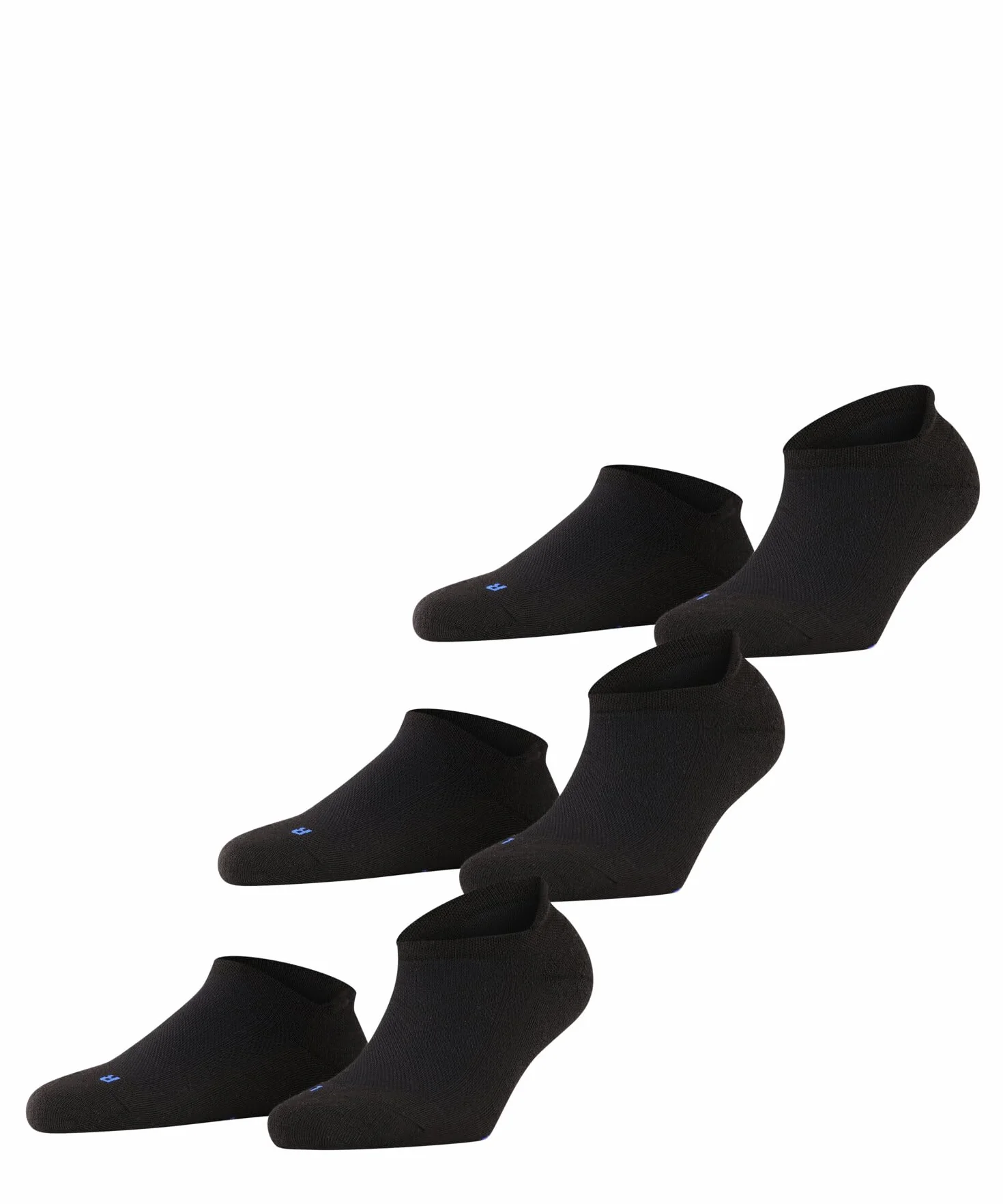 FALKE Uniseks Skarpety do trampek Cool Kick Sneaker Multipack U Sn Oddychający I Szybkoschnący krótkie jednokolorowe 3 Pak, Czarny Black 3000, 42-43