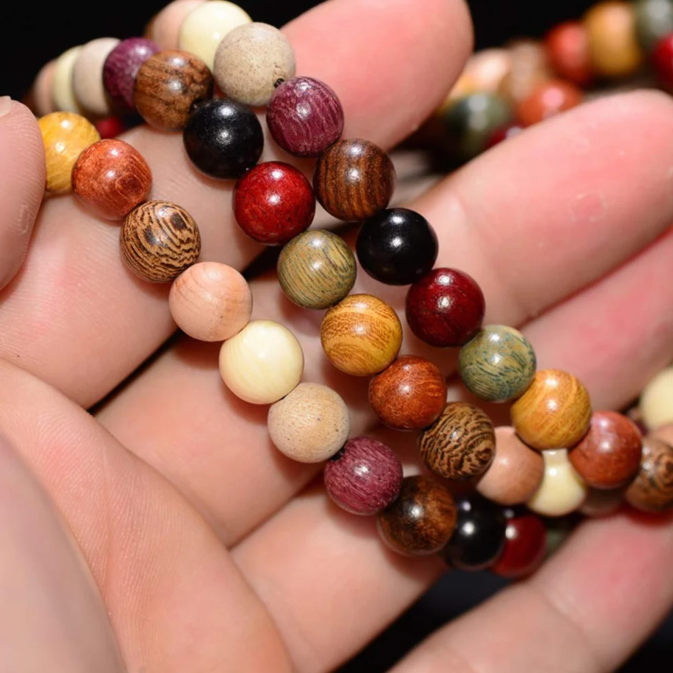 Bransoletka z koralików tybetańskich, drewniana, buddyjski łańcuszek modlitewny, 8 mm, bransoletki Buddy Mala z 108 drewnianymi koralikami, bransoletka z koralików, łańcuch, naszyjnik dla