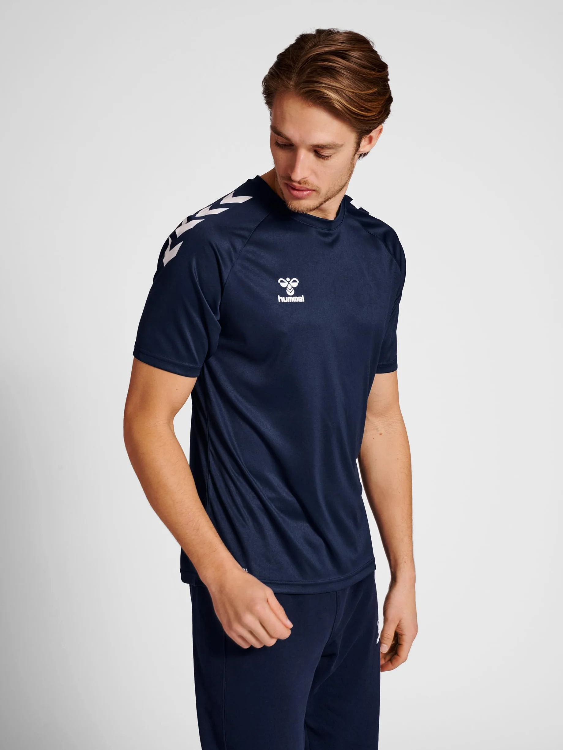 hummel T-shirt biały niebieski, L męski