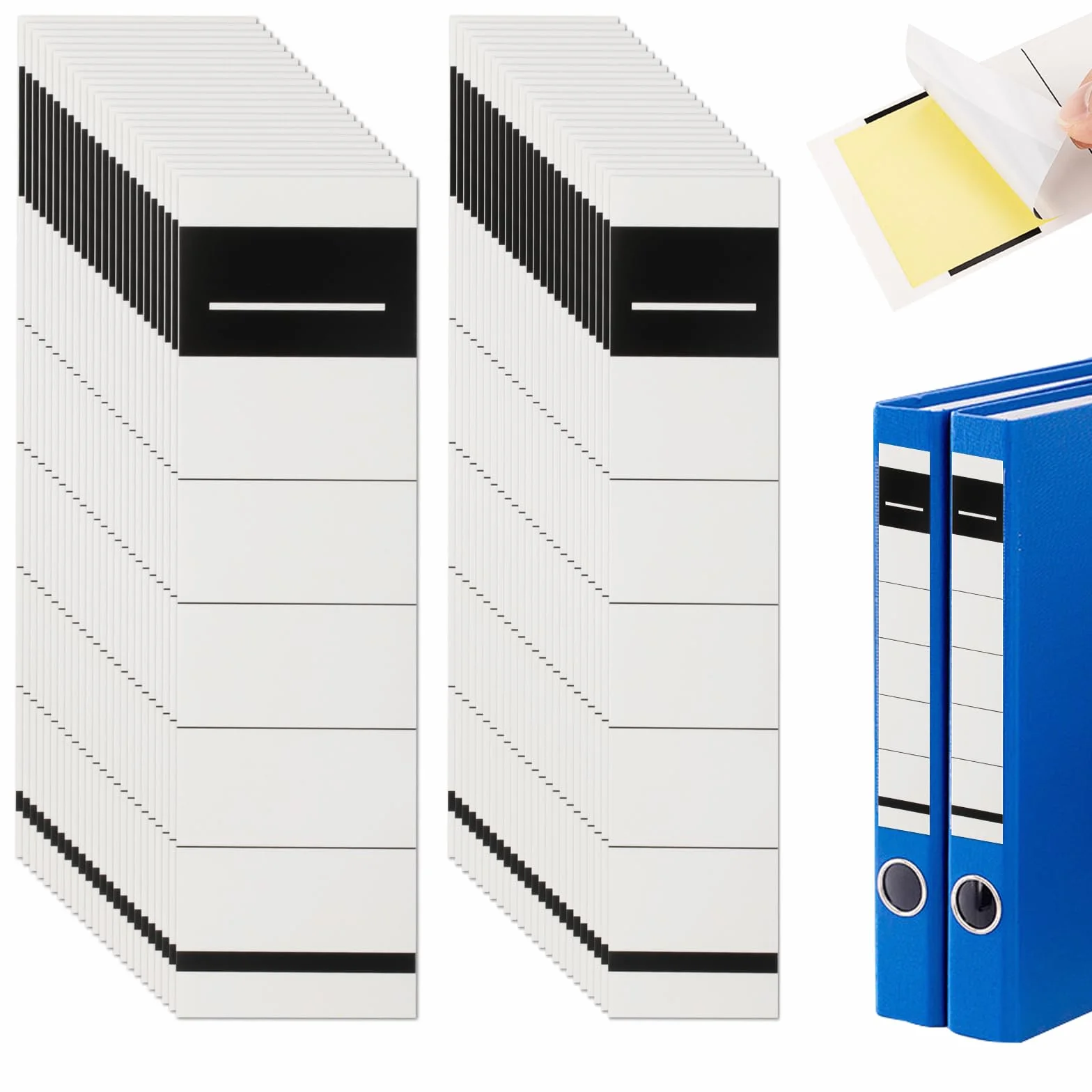 100 sztuk samoprzylepnych etykiet na grzbiet segregatorów, naklejki na foldery, etykiety na foldery, folder z dźwignią, naklejki do domu (100, 5,4 x 19 cm + 3,6 x 19 cm)