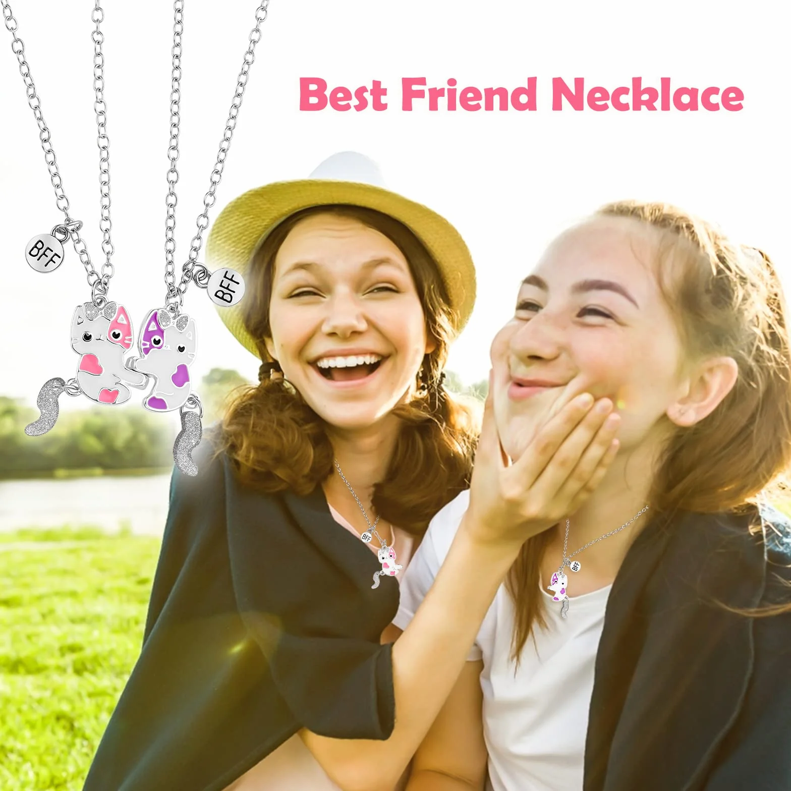 Lusofie 1 para Bff naszyjnik dla 2 najlepszych przyjaciół zwierzę wisiorek przyjaźń naszyjnik pasujące naszyjniki dla kobiet prezent urodzinowy