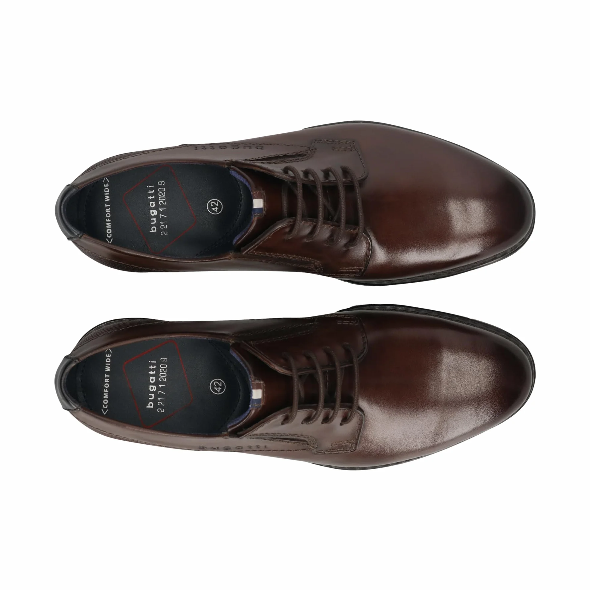 Bugatti Lerio Comfort męskie buty sznurowane, biznesowe w kolorze brązowym z gładkiej skóry o szerokości Comfort, brązowe