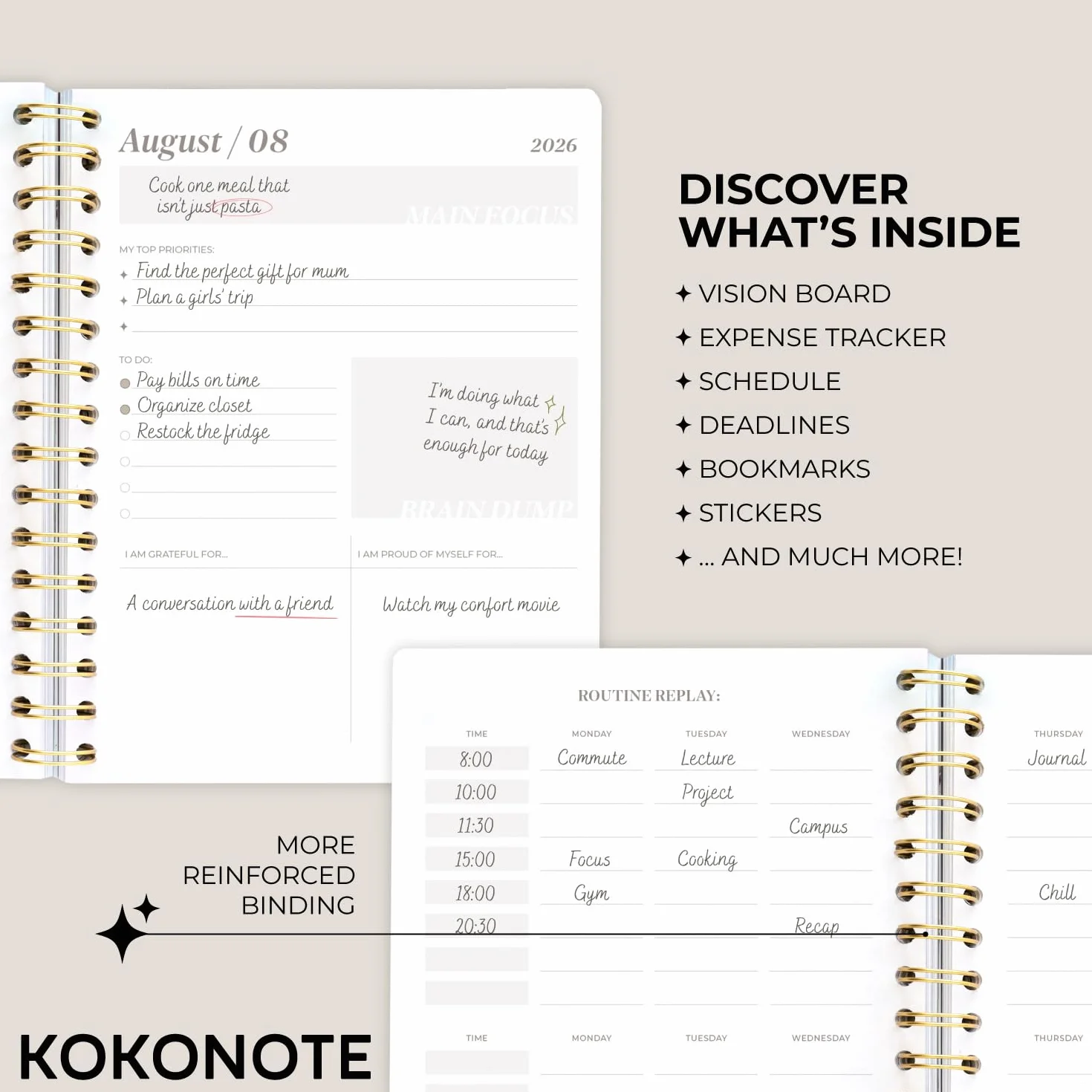 Kokonote Academic Diary 2026-2027 Week to View - Seasonal Flowers | Academic Planner 2026-2027, Mid Year Diary 2026 2027, Weekly Planner | Aesthetic Stationery Gifts