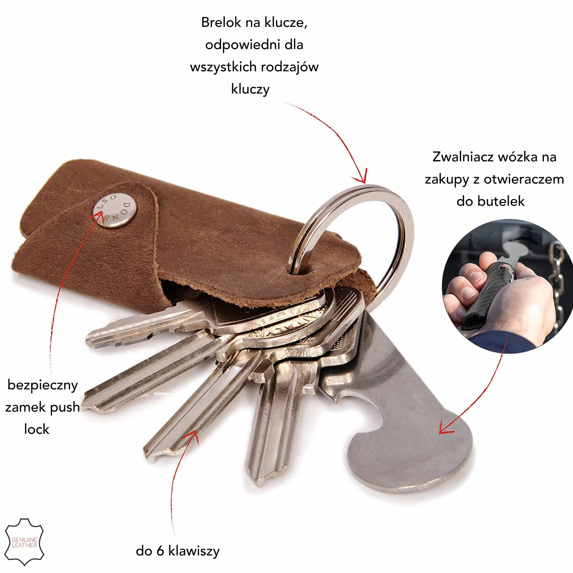 DONBOLSO® Colt I etui na klucze ze skóry na 1-6 kluczy dla kobiet i mężczyzn