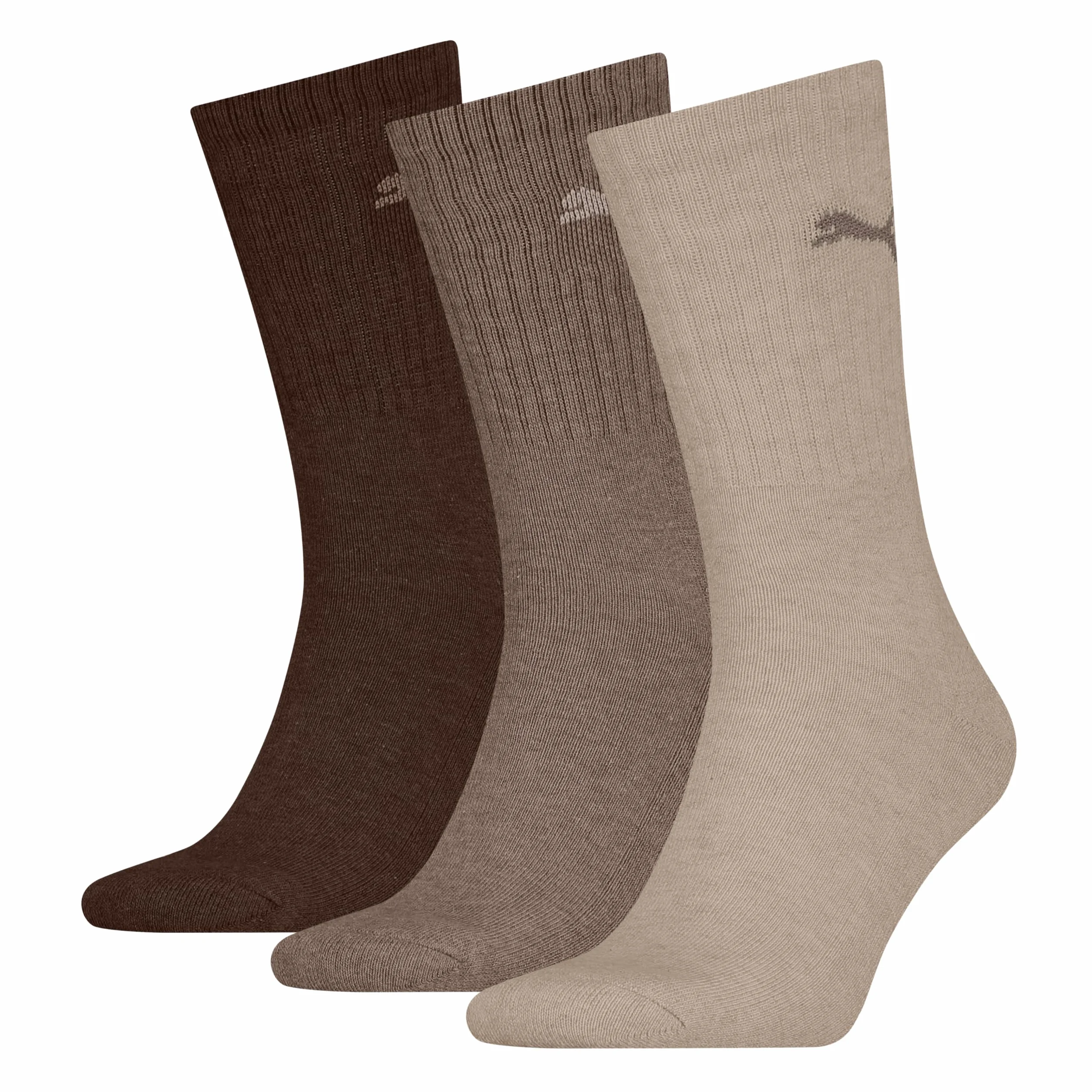 PUMA Unisex Crew skarpety (3 sztuki), brązowy, 38