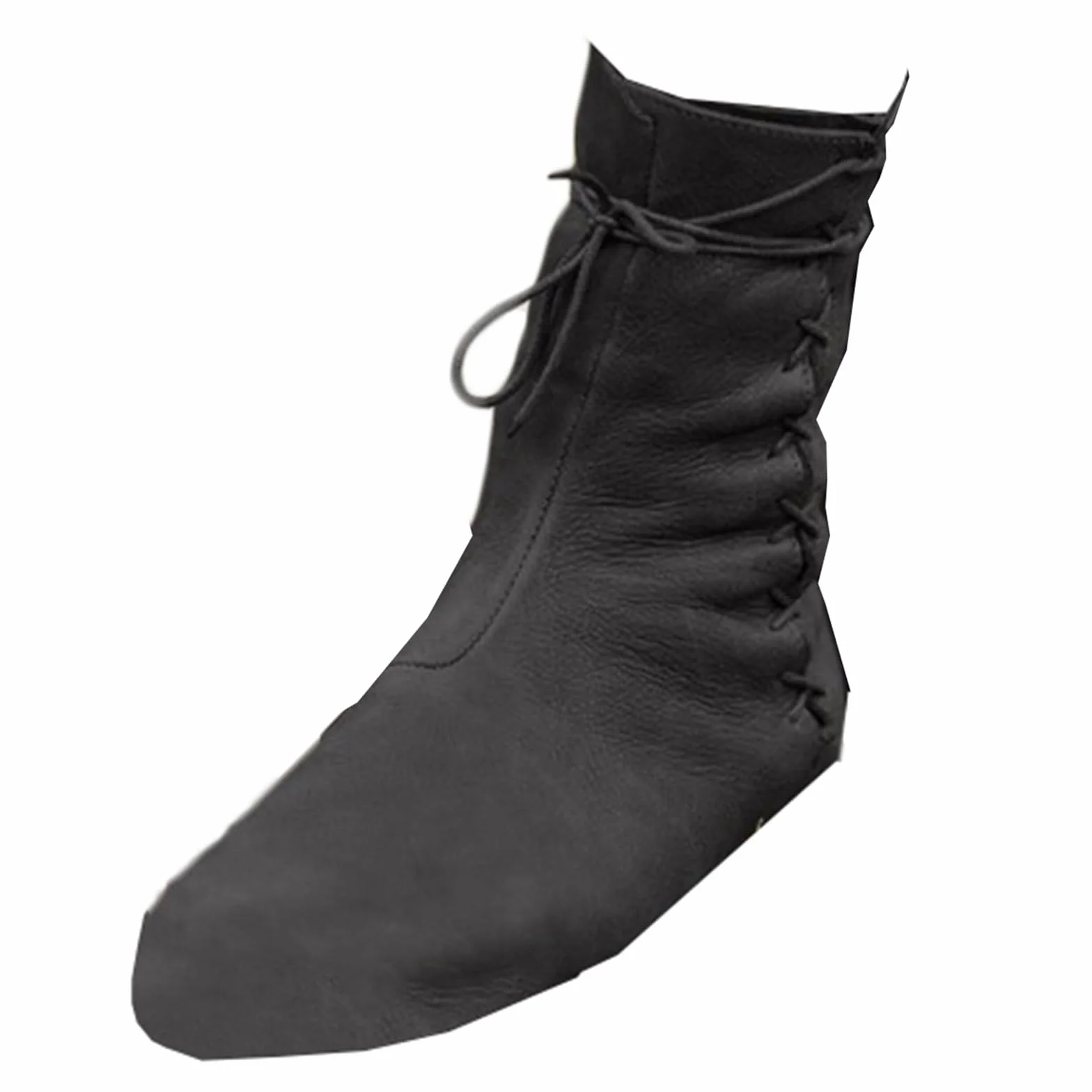Skórzane buty PU - Renesansowe średniowieczne buty Cosplay Koronkowe buty motocyklowe Walka Vintage Skórzane buty Pu Modne buty damskie i męskie Cosplay