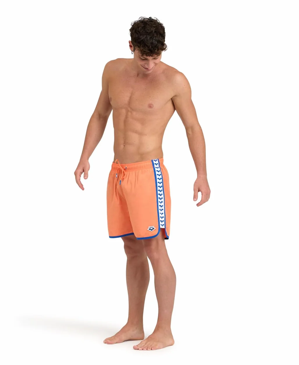 ARENA M Ikony Team Stripe Boxer Swim Trunks, NESPOLA-Royal, XL Men's, Nespola-royal, XL
