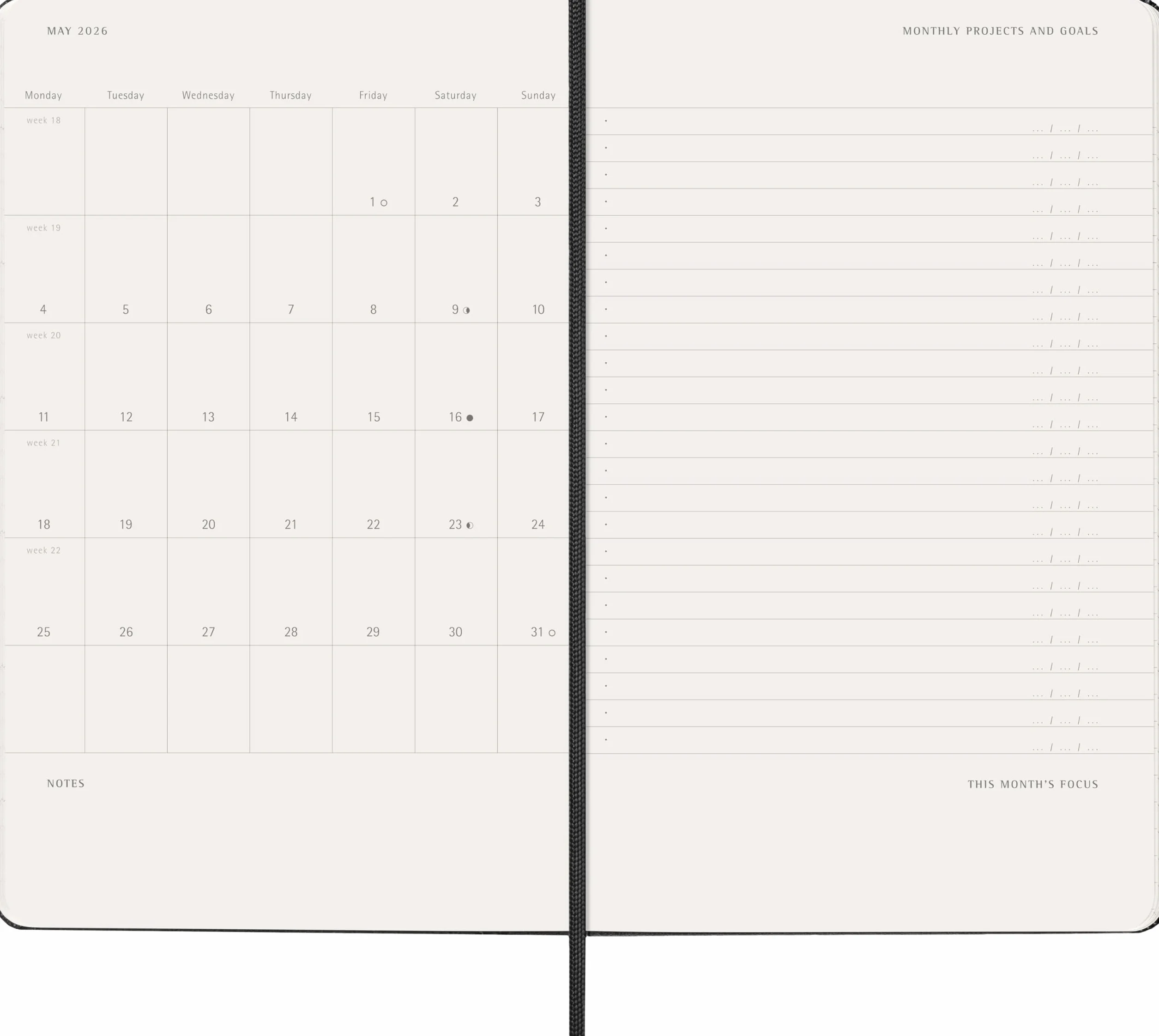 AGENDA SEMANAL 2026 PROFESIONAL VERTICAL LARGUE NEGRA T/D