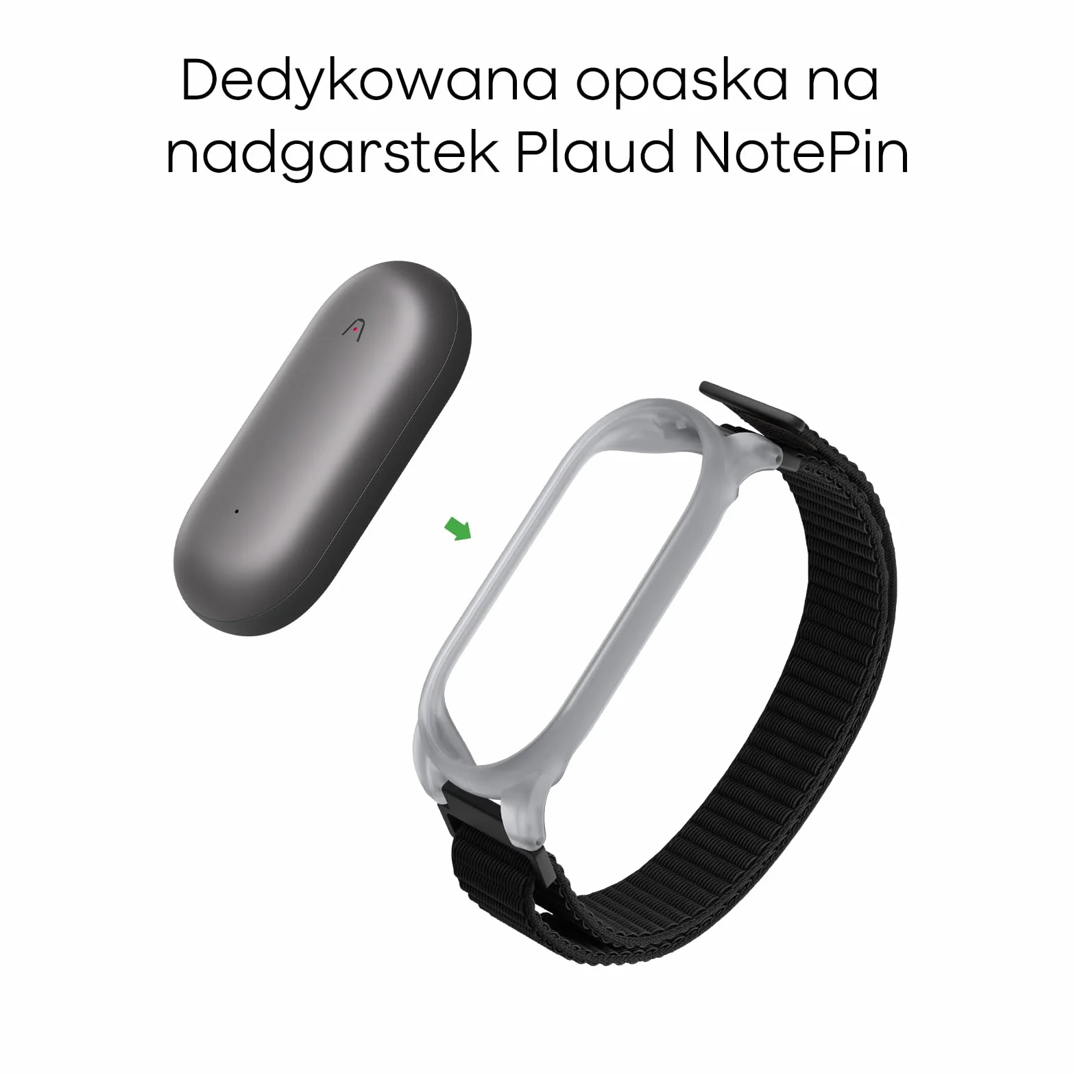 Plaud NotePin - Opaska na Nadgarstek z Oddychającego Nylonu z Rzepem, Regulowany 18.5-23.5 cm, Akcesorium do Dyktafonu AI NotePin