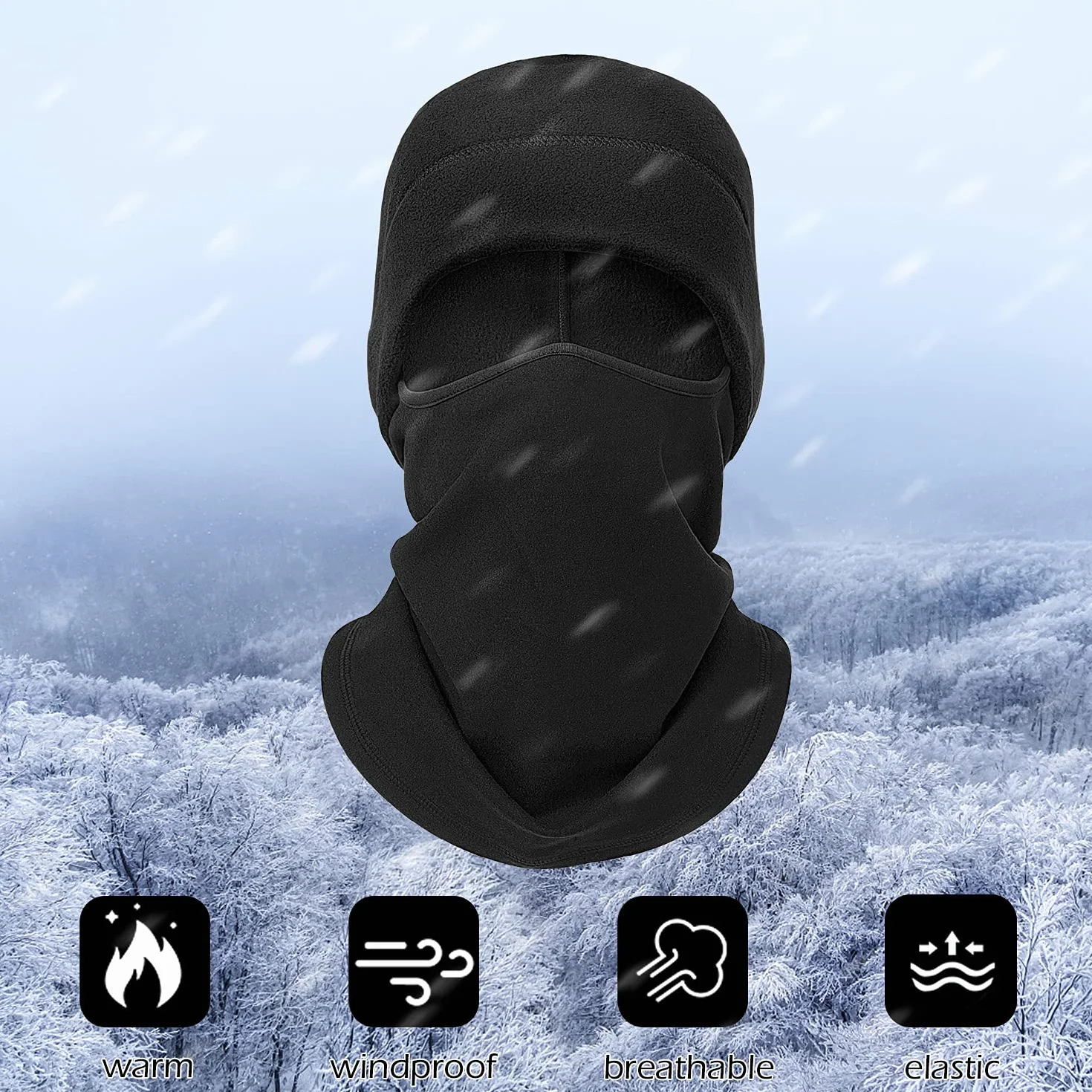 Balaclava kominiarka na twarz, miękka, ciepła kominiarka, polarowa, kominiarka, dla kobiet i mężczyzn (czarna)