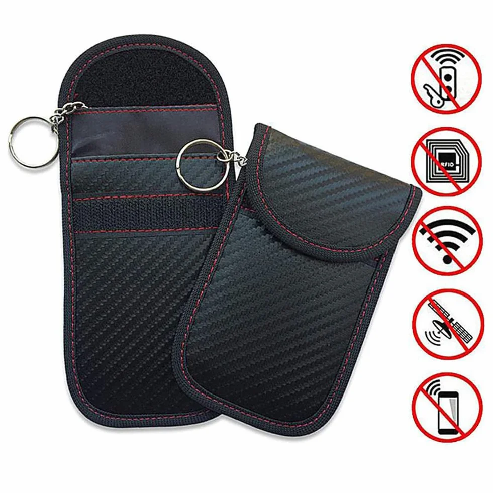 Alnicov 2-pak etui na kluczyki samochodowe, torba antykradzieżowa, woreczek z haczykiem zabezpieczającym brelok, etui blokujące sygnał kluczyka samochodowego RFID (M)
