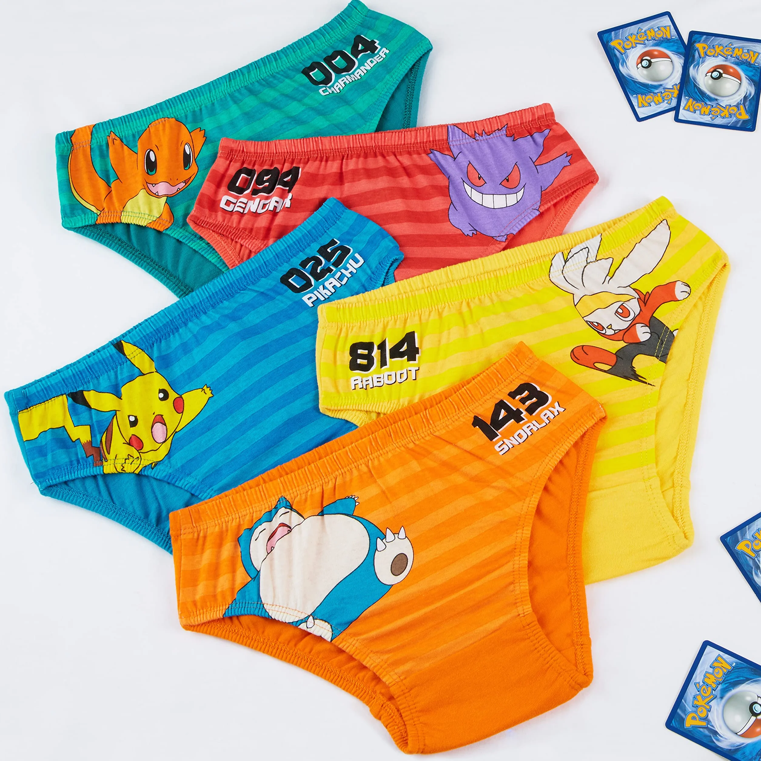 Pokémon Majtki dziecięce, bokserki dla dzieci, chłopców, 4-14 lat, bawełniane, opakowanie 5 gadżetów, prezent