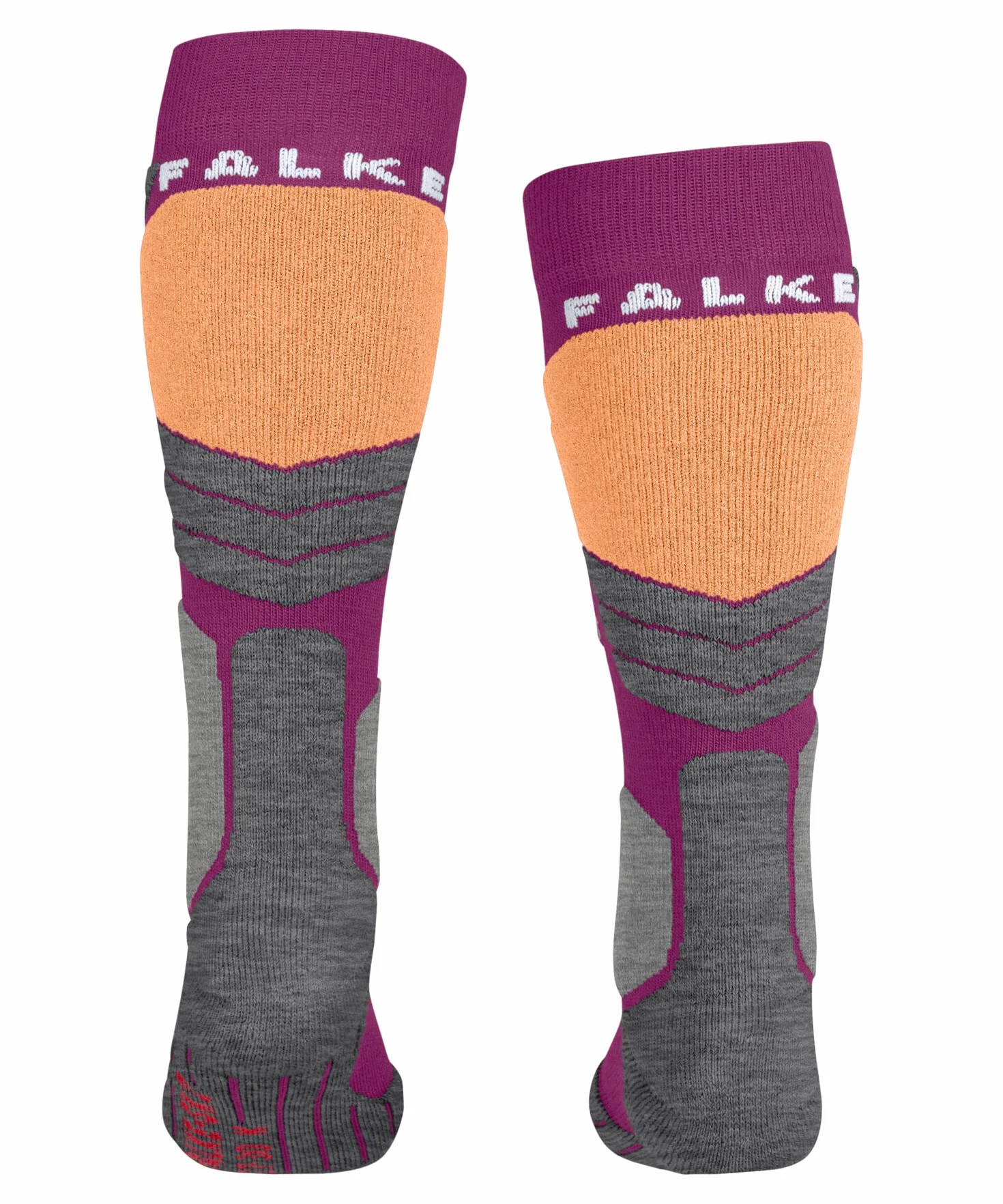 FALKE Uniseks - dzieci Skarpety narciarskie SK2 Intermediate K Kh Wełna ciepłe grube 1 Para, Fioletowy Radiant Orchid 8692, 31-34