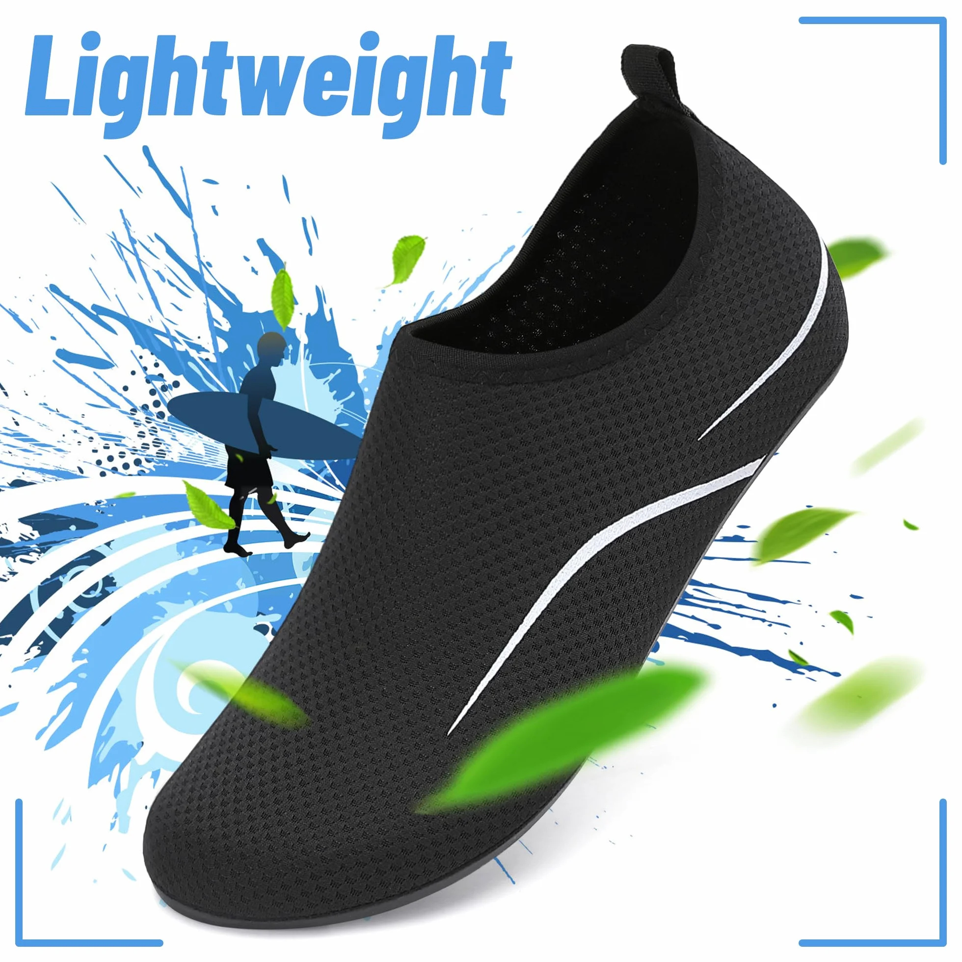 Buty do Wody Water Shoes Lekkie Buty do SportóW Wodnych Buty do PłYwania Buty PlażOwe Buty do Jogi Buty do Surfowania dla Kobiet I MężCzyzn. Czarny, 39EU