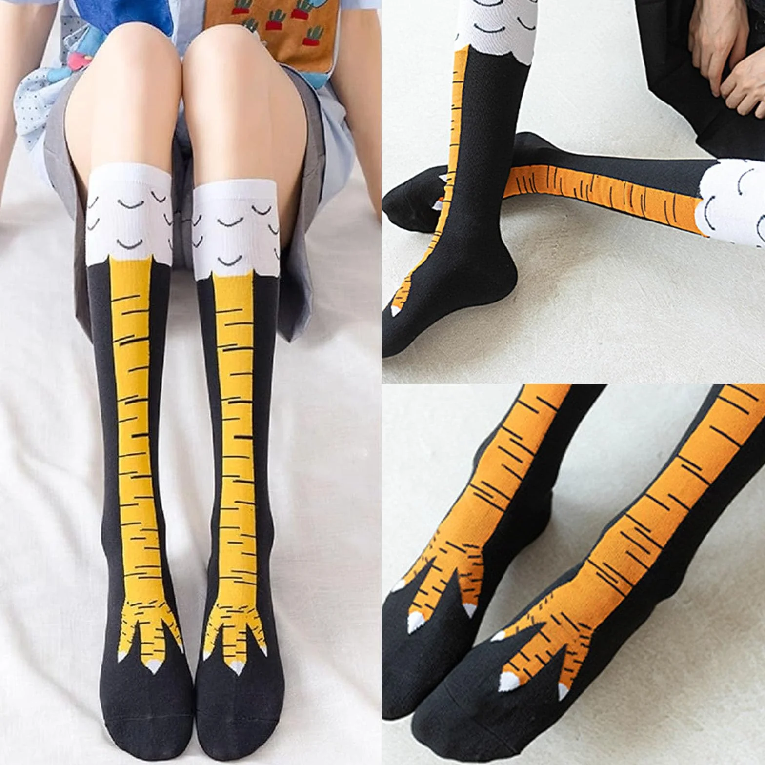 Yamobi Skarpety z kurczakiem, zabawne skarpety z kurczakiem, skarpety uciskowe dla kobiet, zabawne skarpety z kurczaka, długie skarpety na cosplay, imprezę, wielokolorowe, rozmiar L
