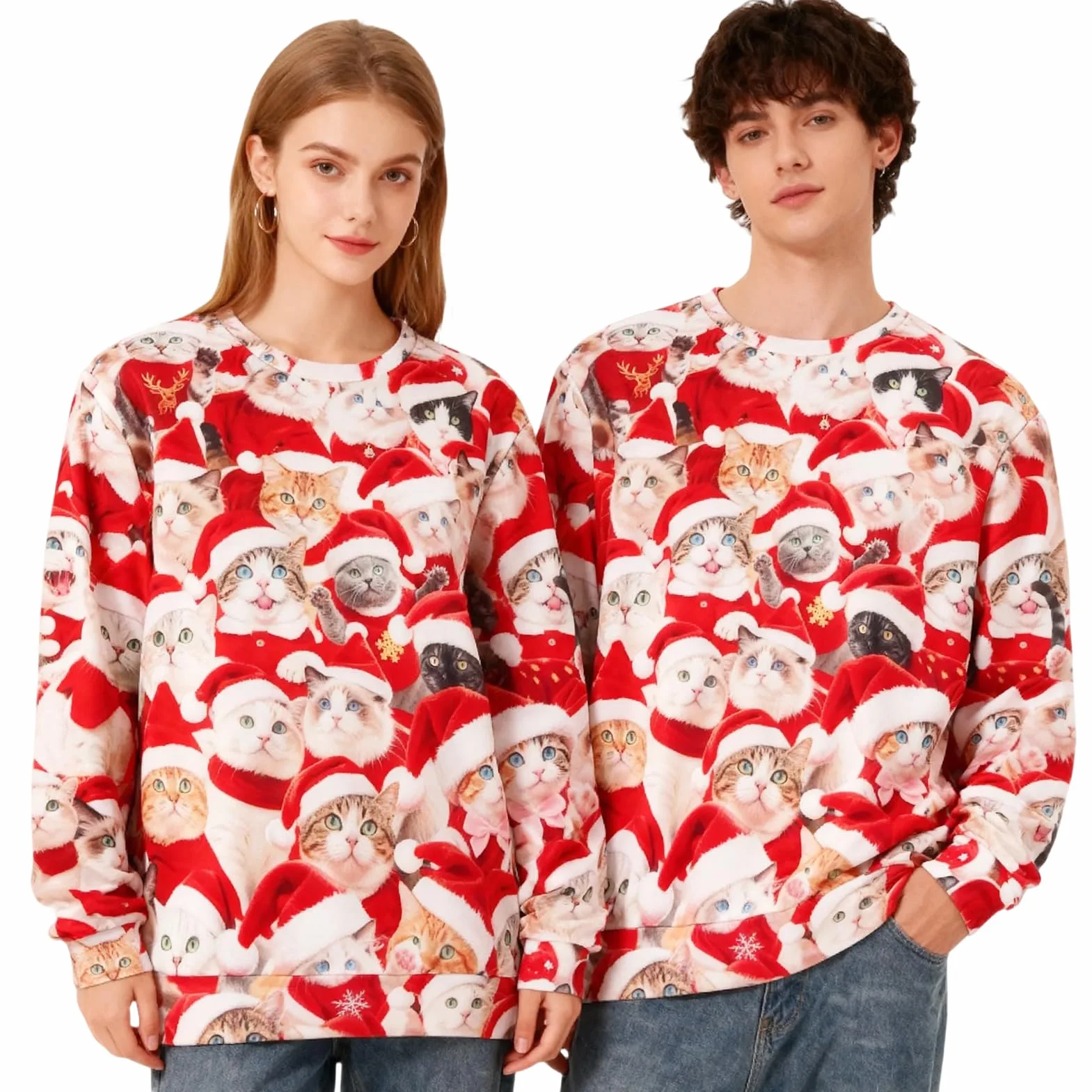 Brzydki sweter bożonarodzeniowy, męski kot, bluza bożonarodzeniowa, zabawna bluza z długim rękawem, sweter na Boże Narodzenie, dla mężczyzn, na zimę, brzydki sweter bożonarodzeniowy