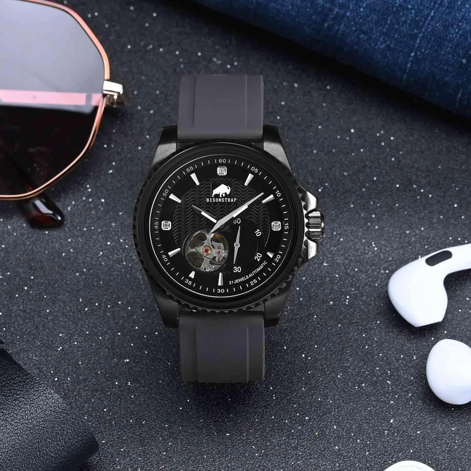 BISONSTRAP Elastyczny pasek do zegarka 18, 20, 22, 24 mm, silikonowy, pasek do zegarka dla mężczyzn i kobiet, szybkie zapięcie, zapasowy pasek
