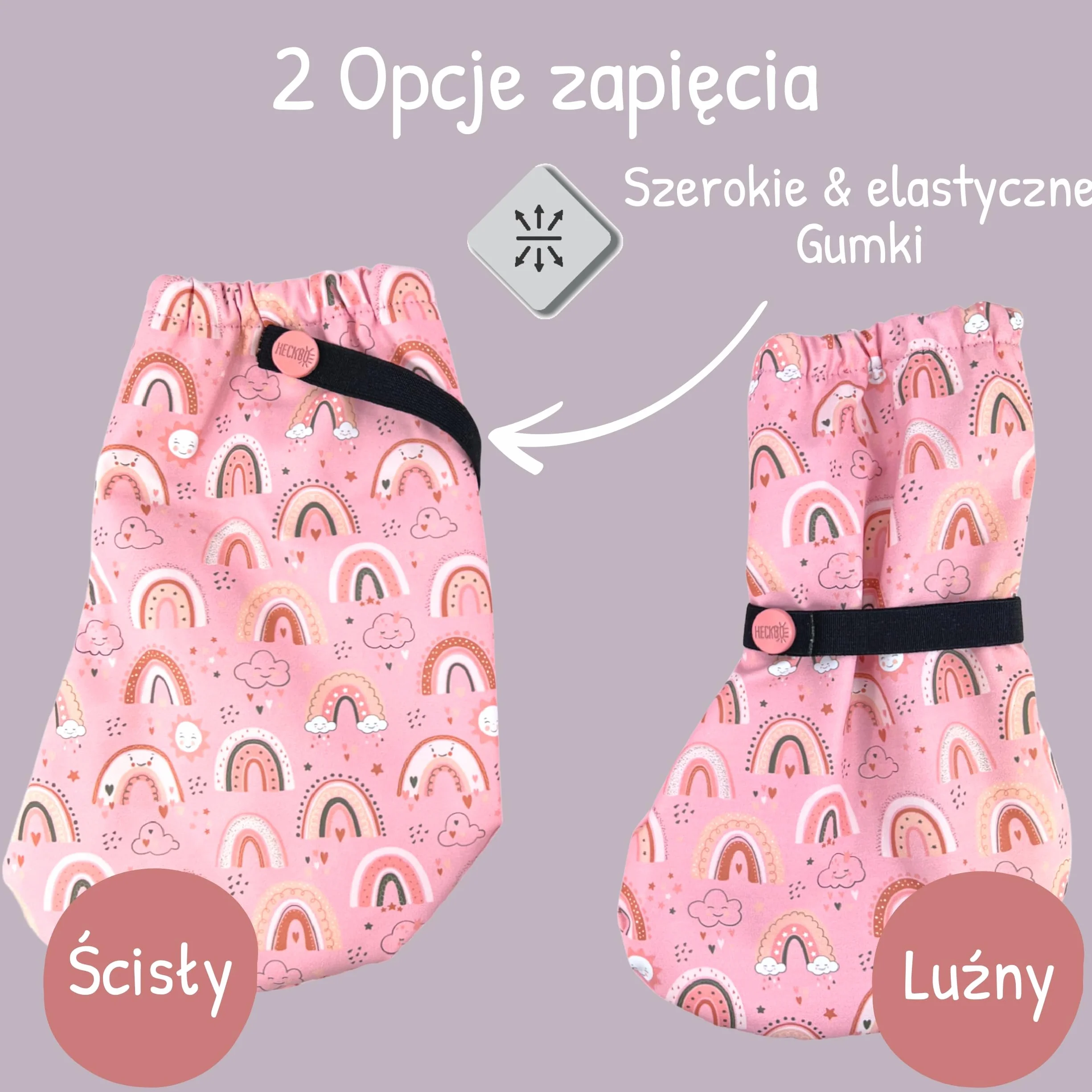 HECKBO Kalosze dziecięce bez polarowej podszewki - Różowa tęcza - 2 rozmiary - od 6 do 24 miesięcy - unisex kalosze dla dziewczynek i chłopców