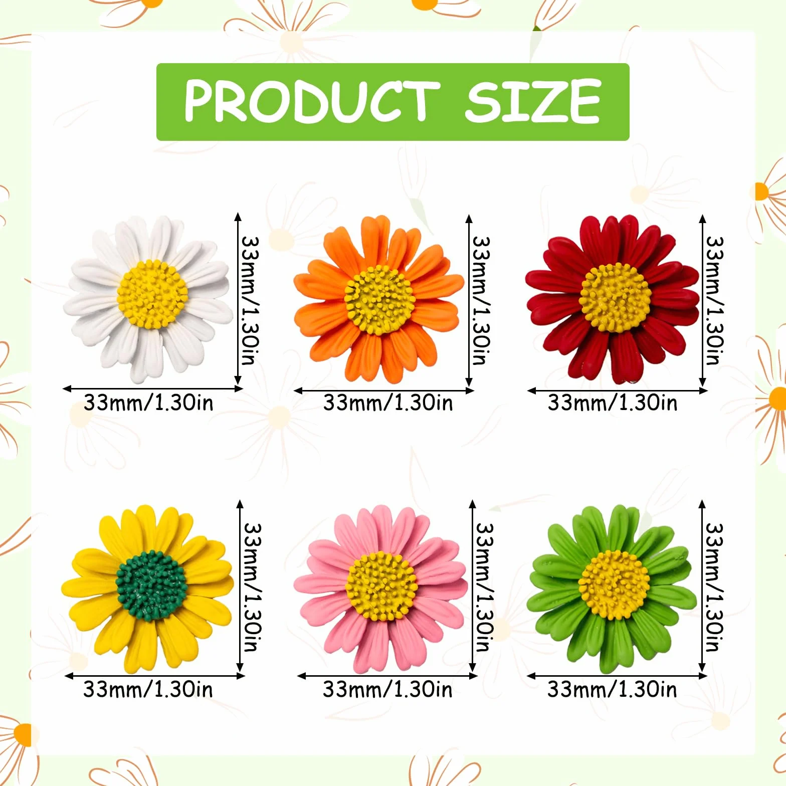 6 sztuk emaliowanych broszek z kwiatami - zestaw przypinek z margaretkami do swetra, szalika, sukienki, garnituru, torebki, plecaka