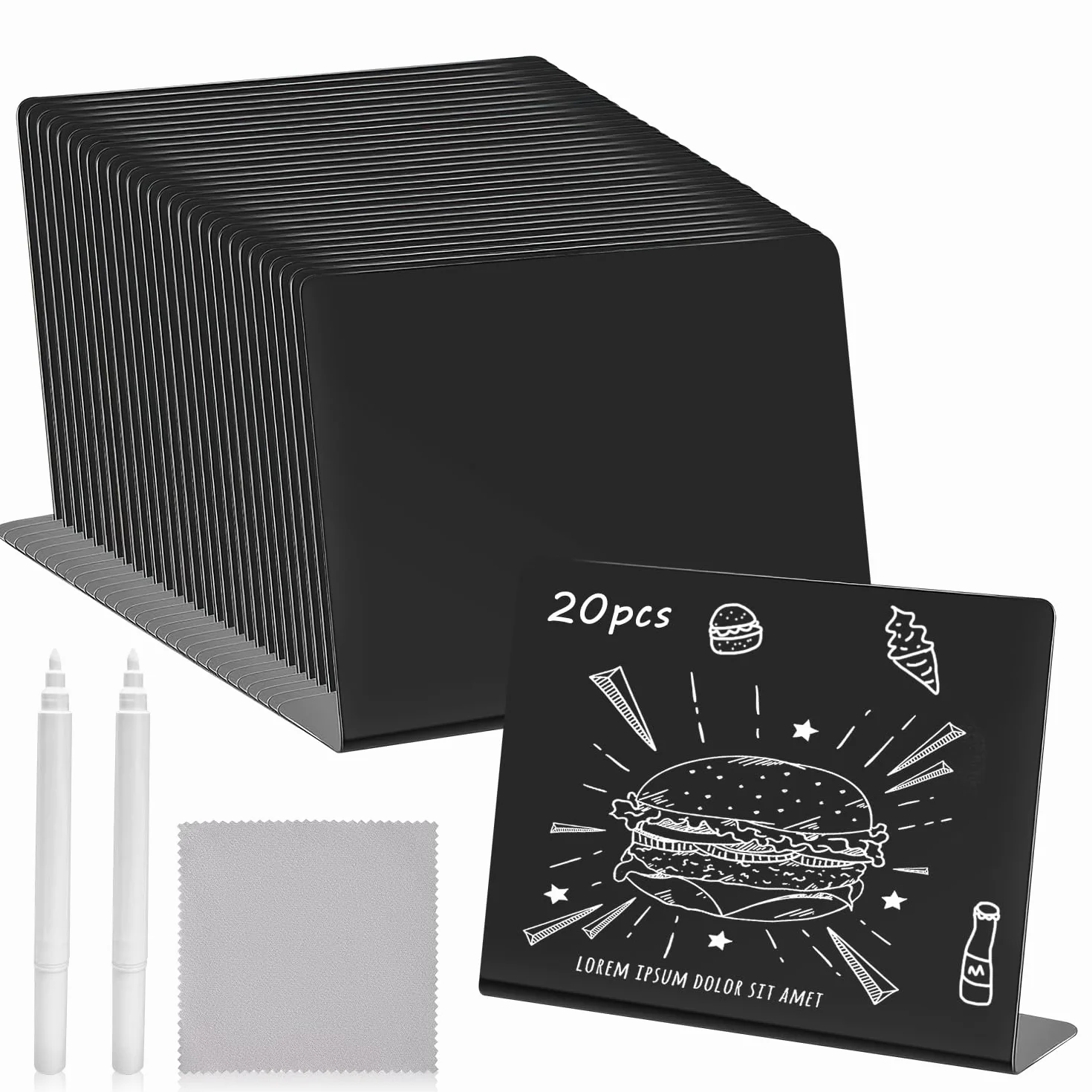 Tablica do pisania kredą, przyjazna dla środowiska, bufetowa, do opisywania, 20 sztuk, 10 x 7,5 cm, zmywalna, do restauracji, kawiarni, weselu, imprezy, piekarni
