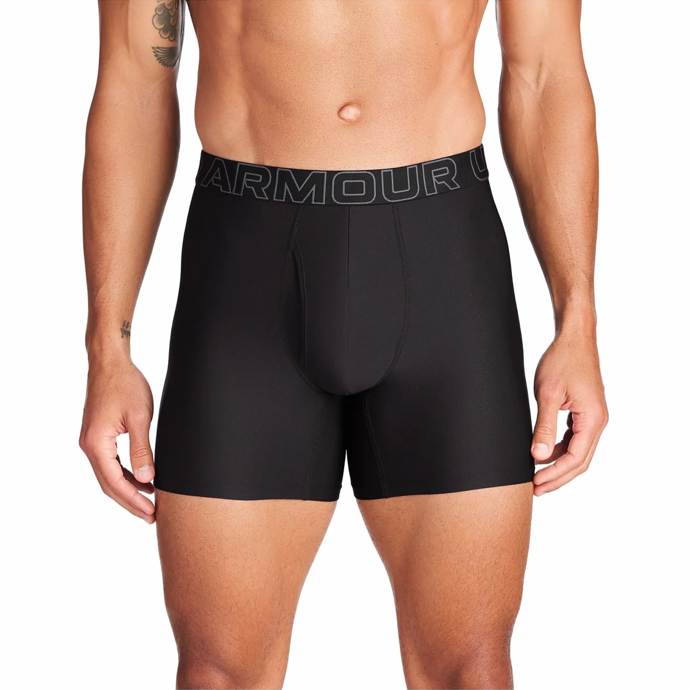 Under Armour Tech Mesh bokserki męskie 3 sztuki, długość nogawki 15 cm - oddychająca, odprowadzająca wilgoć, miękka w dotyku, komfort przez cały dzień, Czarny (Black), L