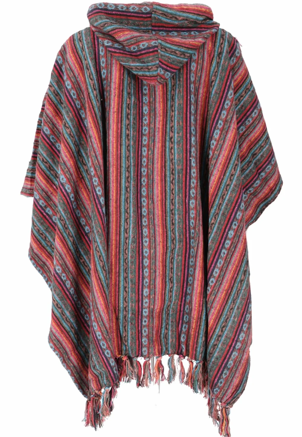 GURU SHOP Ponczo w stylu hippie, chic, etniczne ponczo, męskie/ damskie, niebieskie, z bawełny, rozmiar uniwersalny, kurtka z dzianiny, odzież alternatywa, pomarańczowy/zielony., jeden rozmiar