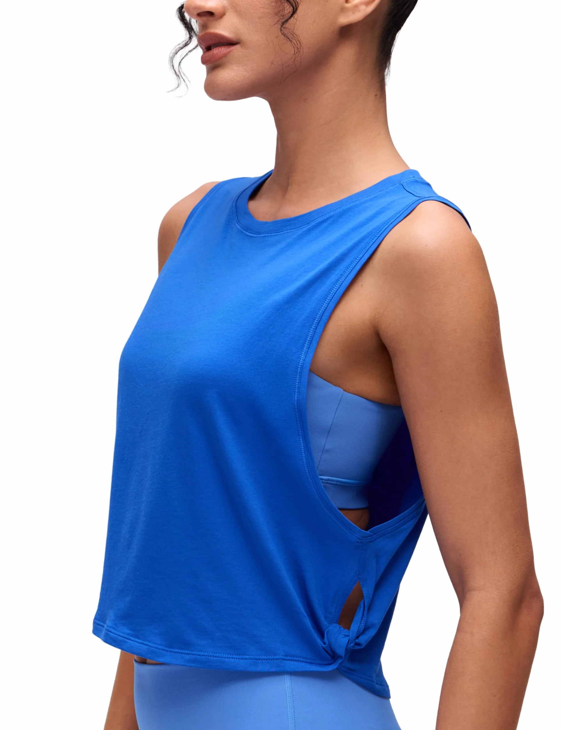 CRZ YOGA Damska Koszulka Sportowa Pima Cotton Workout Tank Crop Bez Rękawów Yoga Running Tops