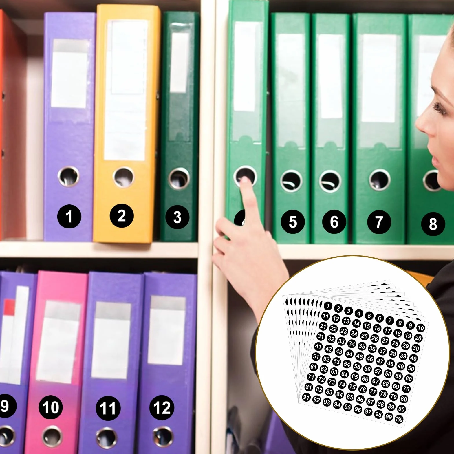 10 arkuszy naklejek z liczbami 1-100 sztuk, 10 mm, czarne, naklejki z numerami, samoprzylepne naklejki z liczbami, do biura, domu, klasyfikacja
