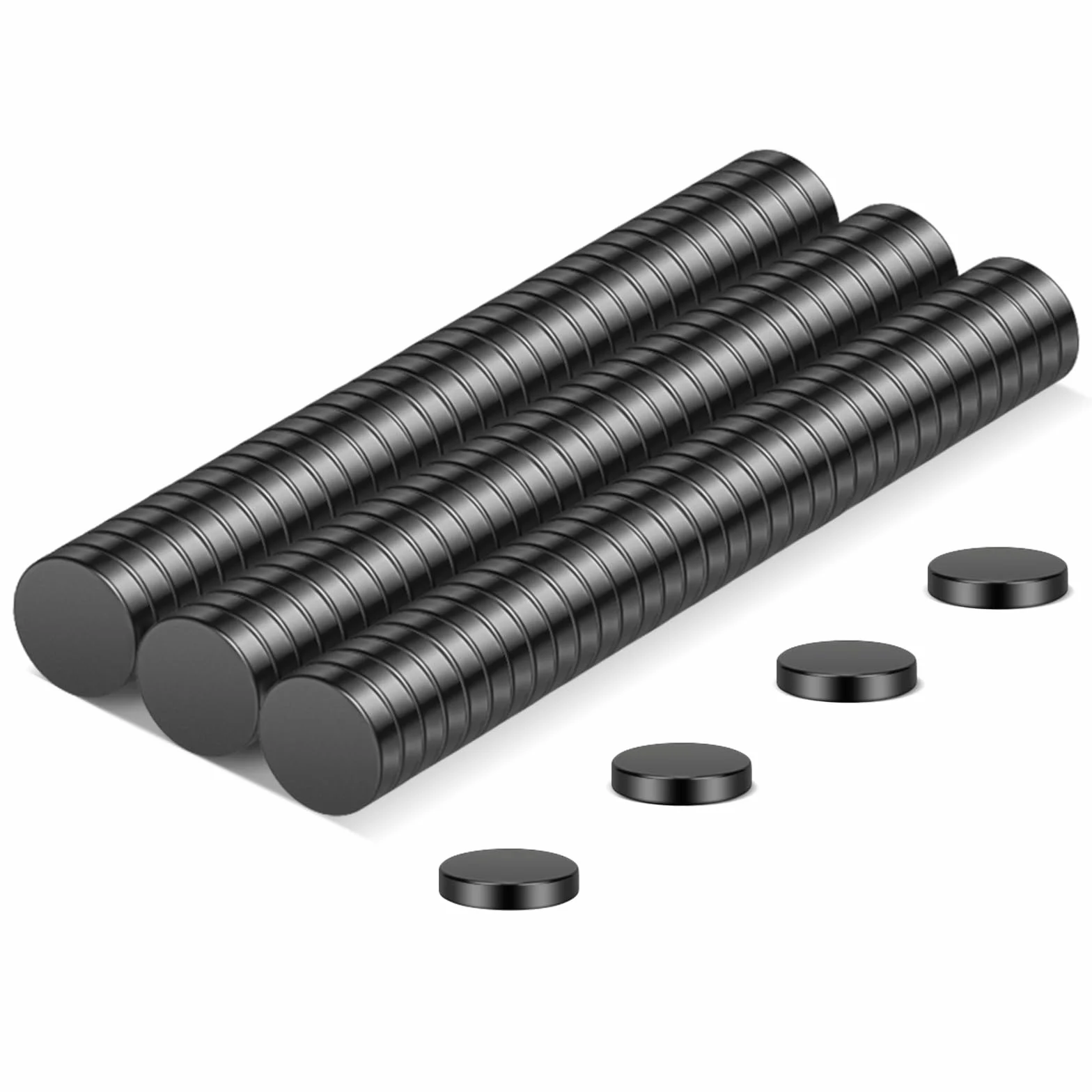 Wukong małe czarne magnesy 4mm x 1mm | 100 sztuk, małe mocne magnesy do lodówki, okrągłe miniaturowe magnesy do modeli, rzemiosła, DIY, tablic, lodówki, do domu, biura