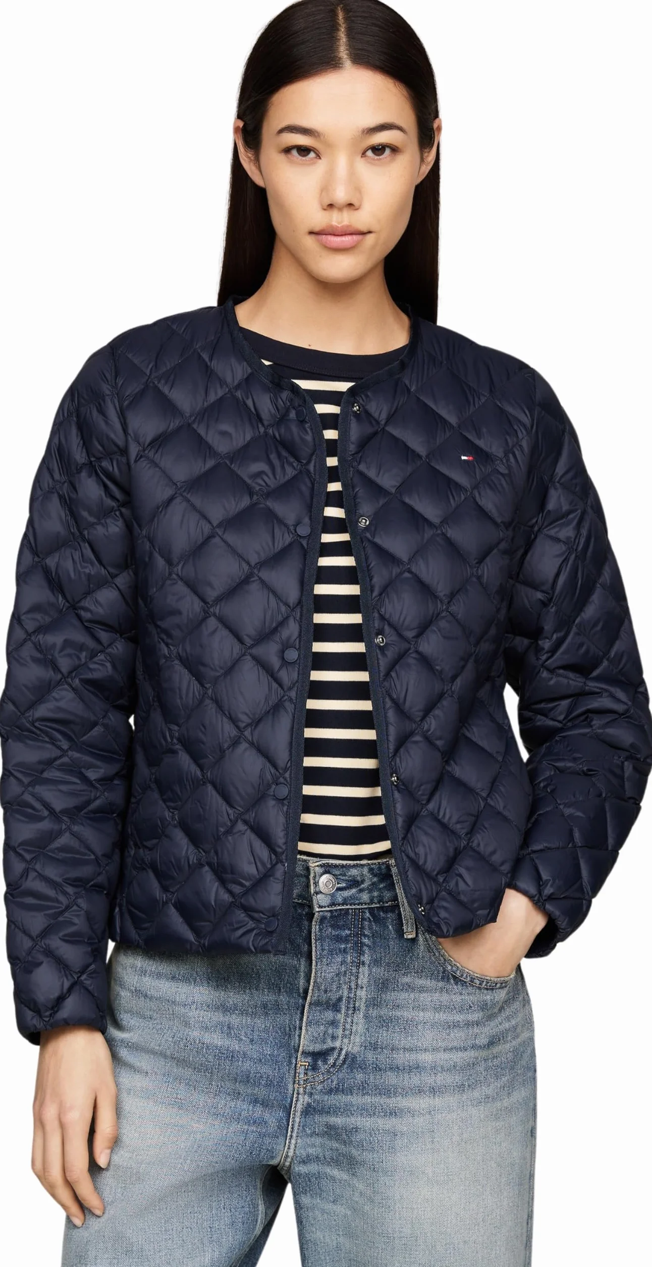 Tommy Hilfiger Kurtka puchowa Kobiety Lw Down Pikowana Bez Kołnierza Jkt Ww0ww43215