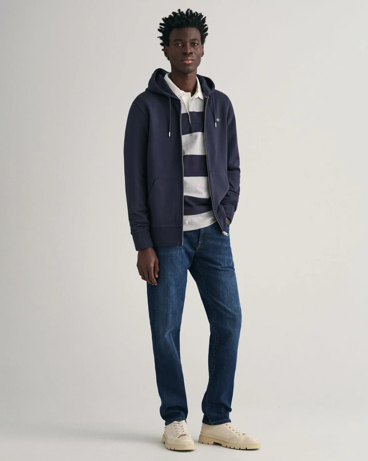 GANT Męska bluza z kapturem REG Shield Full Zip Hoodie bluza z kapturem, Evening Blue, standardowa, niebieski (Evening Blue), XXL