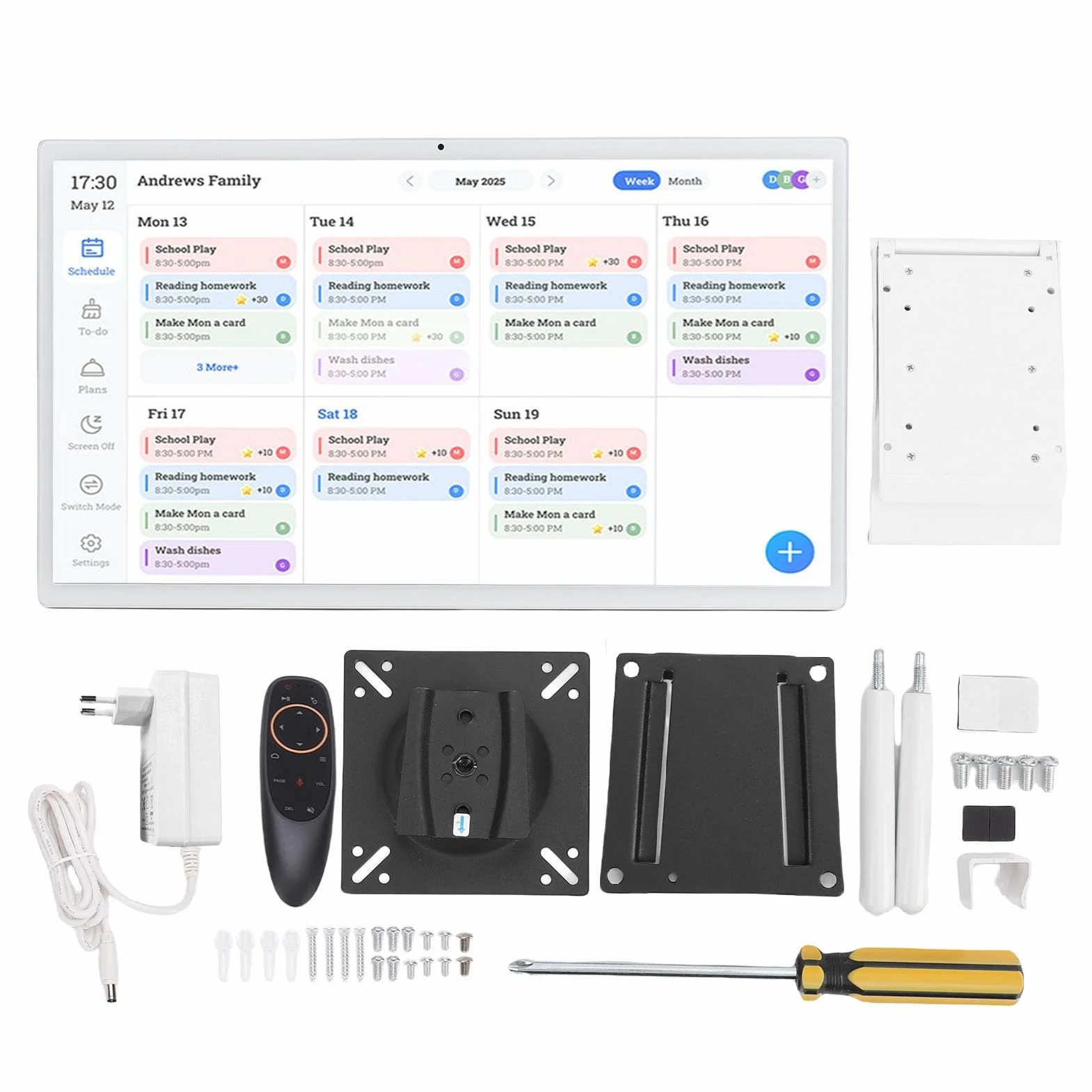 Bewinner Inteligentny Kalendarz Cyfrowy 21,5 -calowy Ekran Dotykowy, 1080p HD Family Organizer z 6 GB RAM 128 GB ROM, Planowanie na ścianie WiFi do Zarządzania Biurem Domowym (EU)