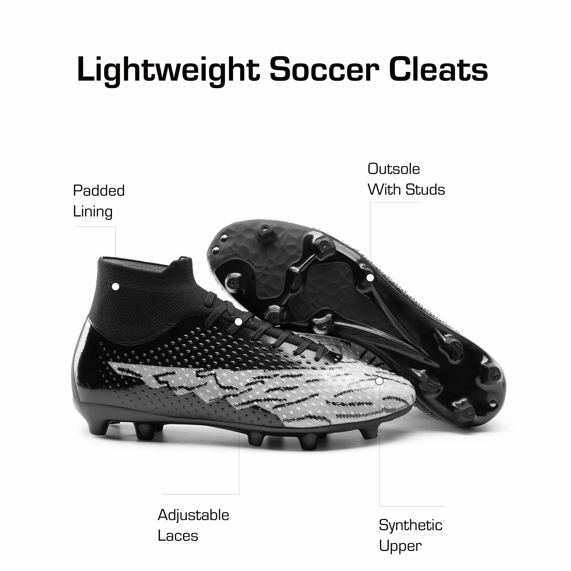 DREAM PAIRS Męskie korki piłkarskie, sportowe buty piłkarskie, wysokie kolce, buty piłkarskie, outdoorowe, do profesjonalnego treningu piłki nożnej, trampki