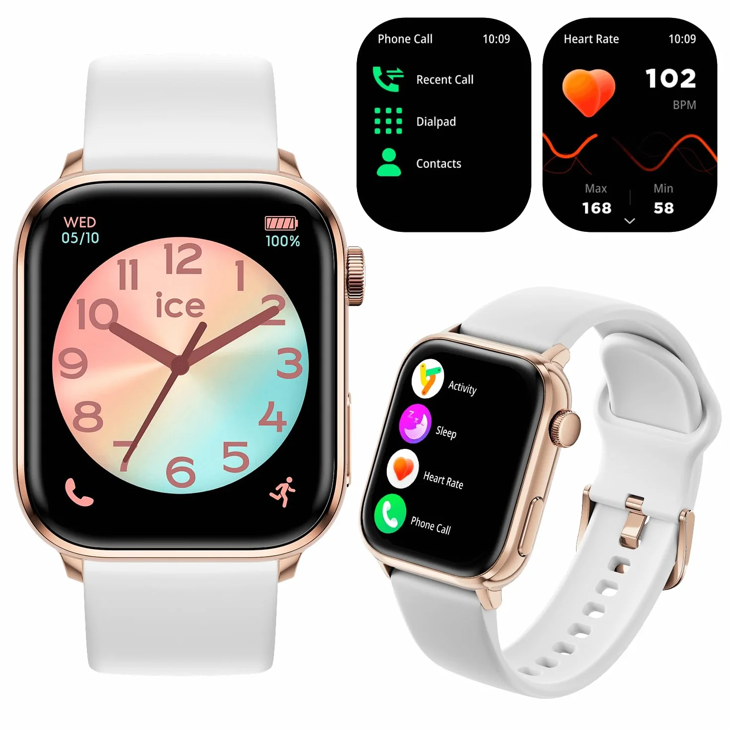 Ice-Watch - ICE smart 2.0 Rose-Gold White - Różowy zegarek z białym silikonowym paskiem dla kobiet (1,96 cala)