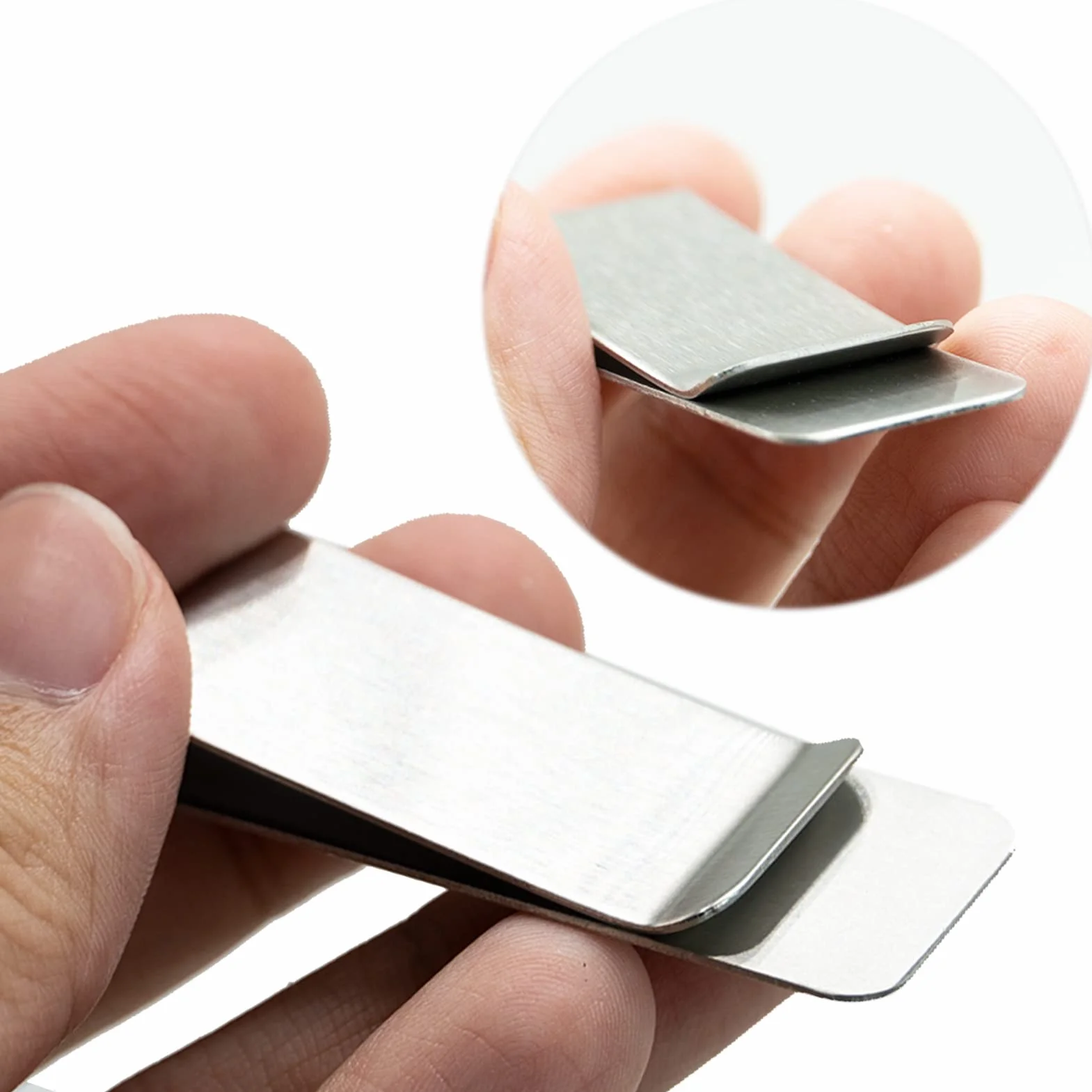 SZXMDKH Klips na pieniądze ze stali nierdzewnej srebrny wąski portfel na gotówkę etui na karty kredytowe dla mężczyzn i kobiet, 2 x srebrny, 20 x 52 x 0.8mm, Minimalistyczny